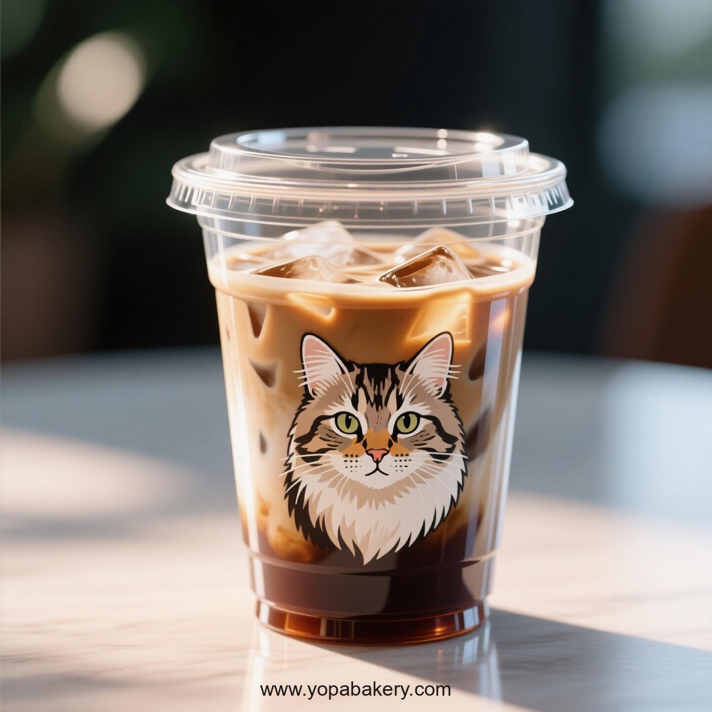Siberian cat Themed Clear Plastic Cups - Disposable PP & PET Coffee Cups with Lids