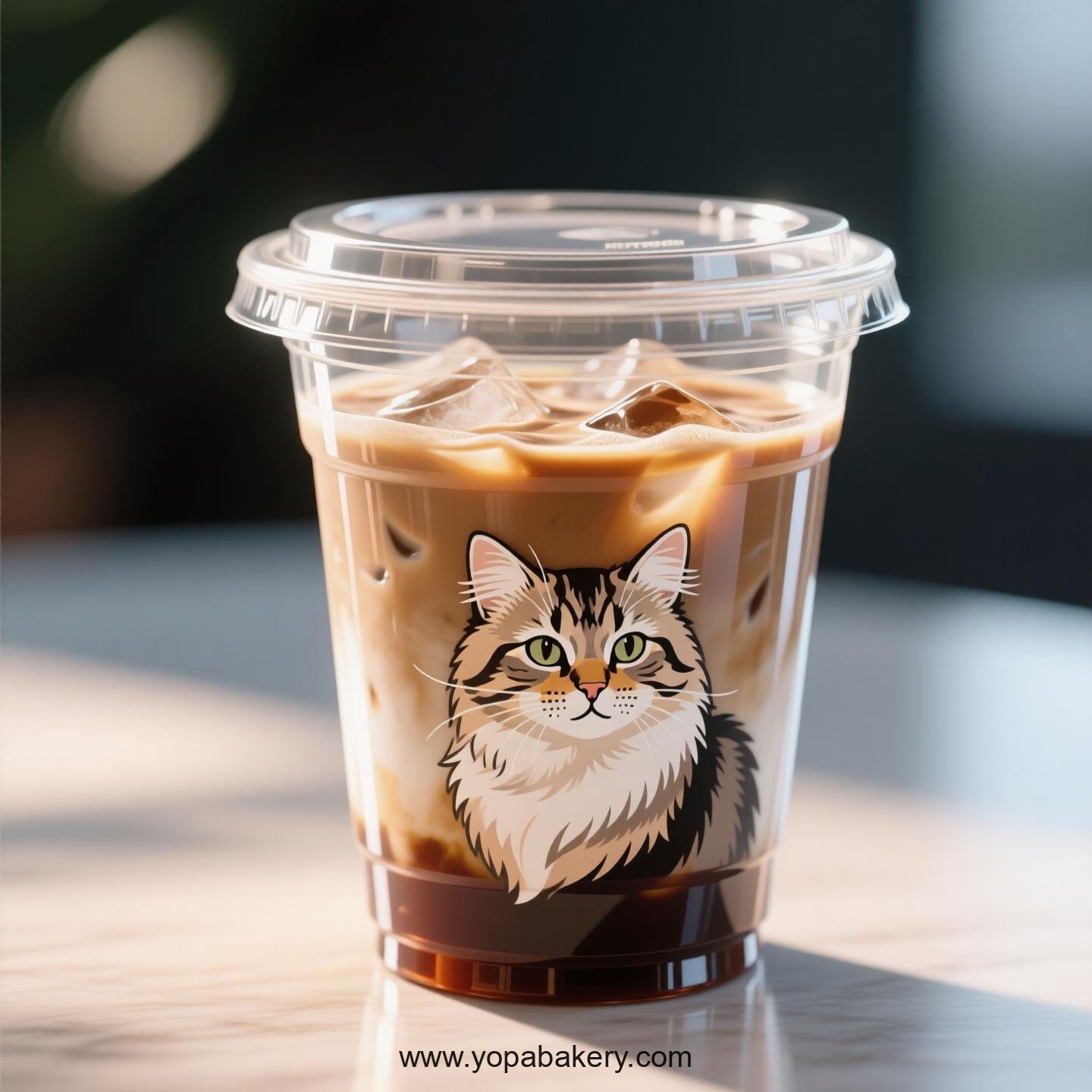 Siberian cat Themed Clear Plastic Cups - Disposable PP & PET Coffee Cups with Lids