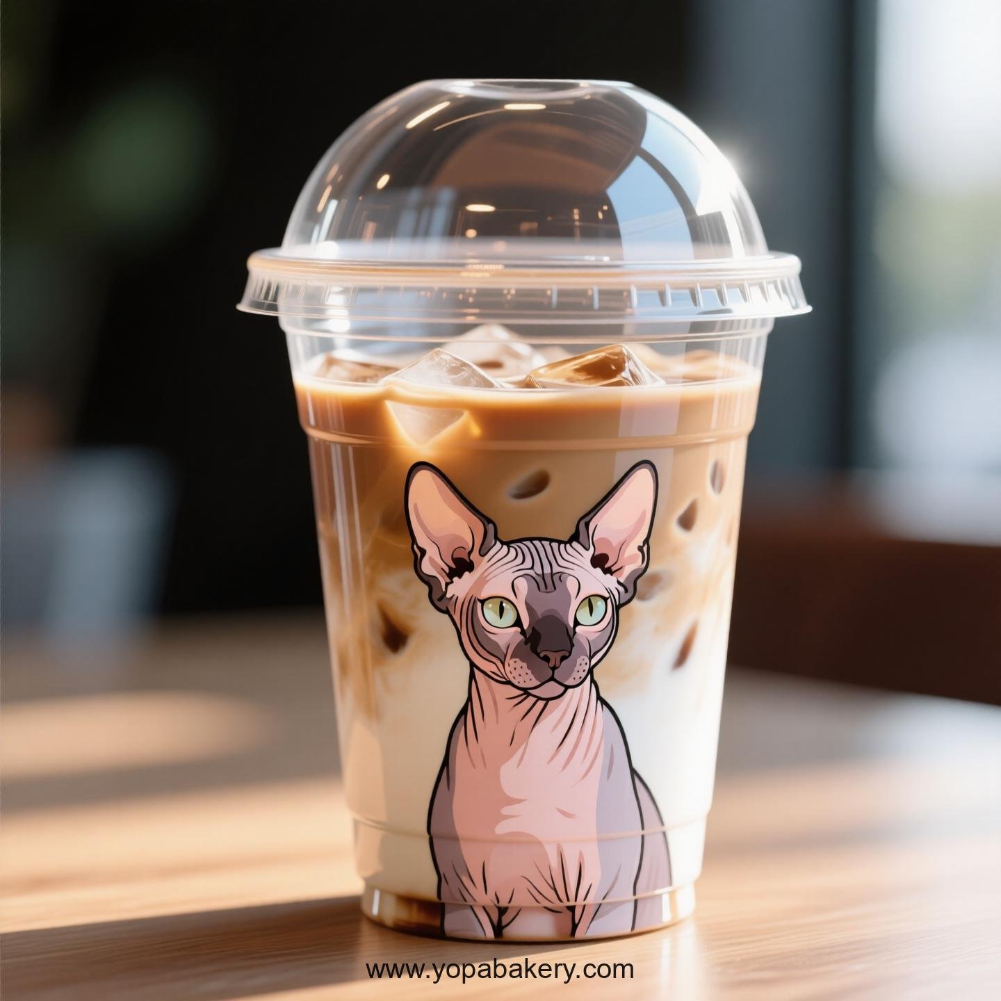 Sphynx cat Themed Clear Plastic Cups - Disposable PP & PET Coffee Cups with Lids