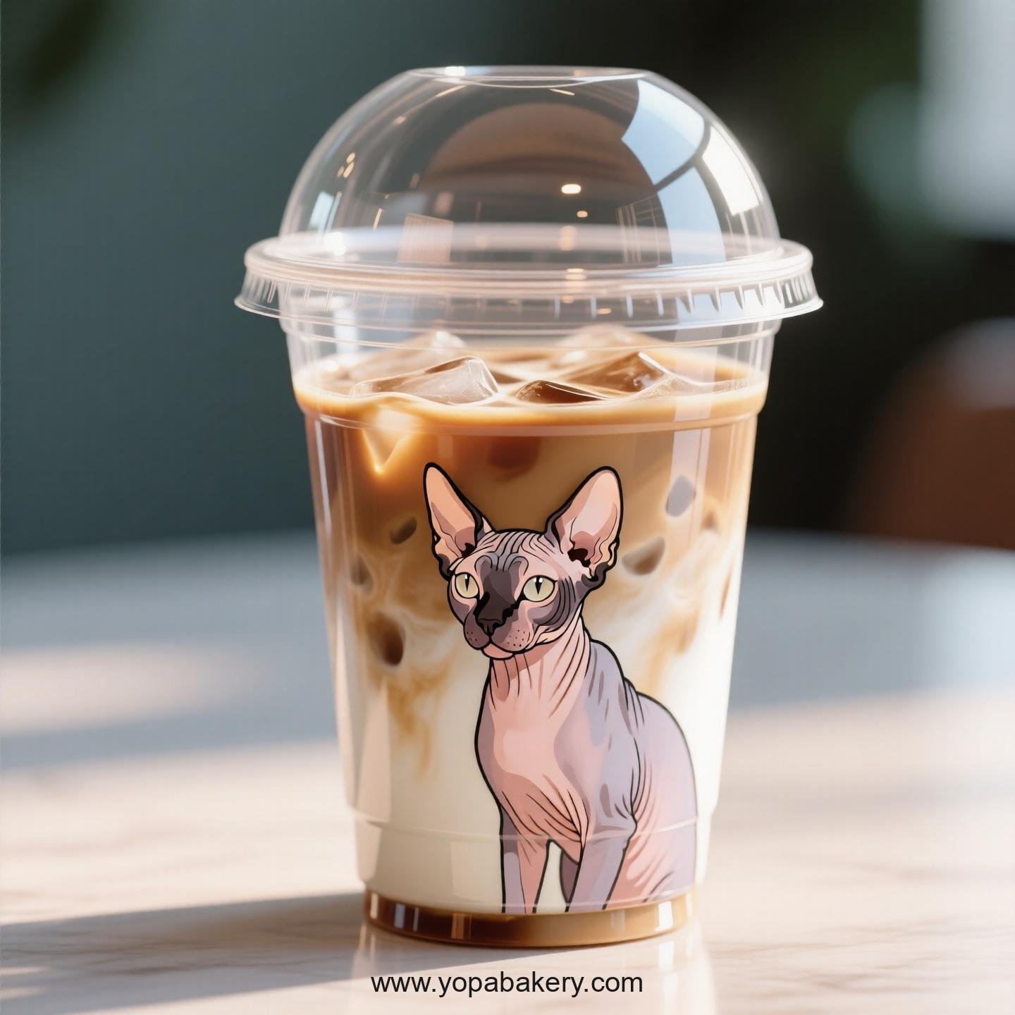 Sphynx cat Themed Clear Plastic Cups - Disposable PP & PET Coffee Cups with Lids