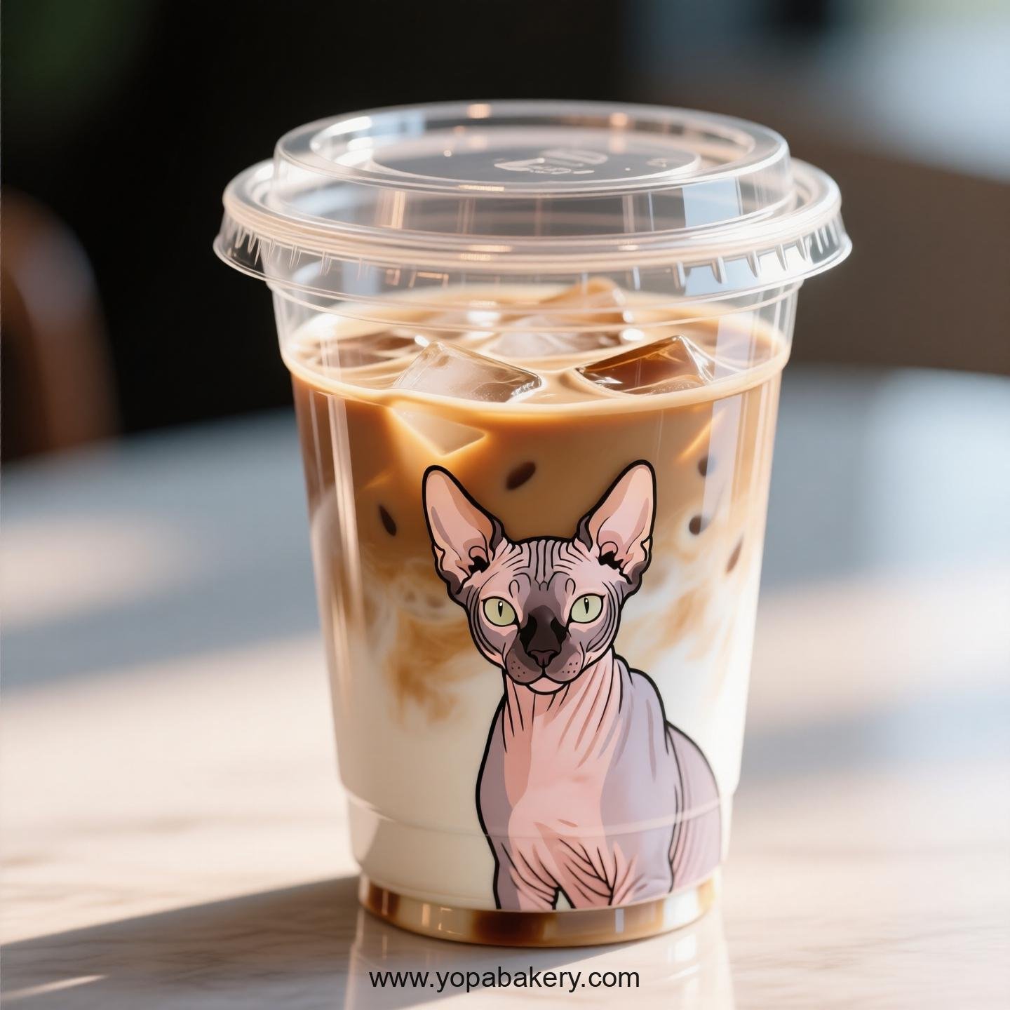 Sphynx cat Themed Clear Plastic Cups - Disposable PP & PET Coffee Cups with Lids