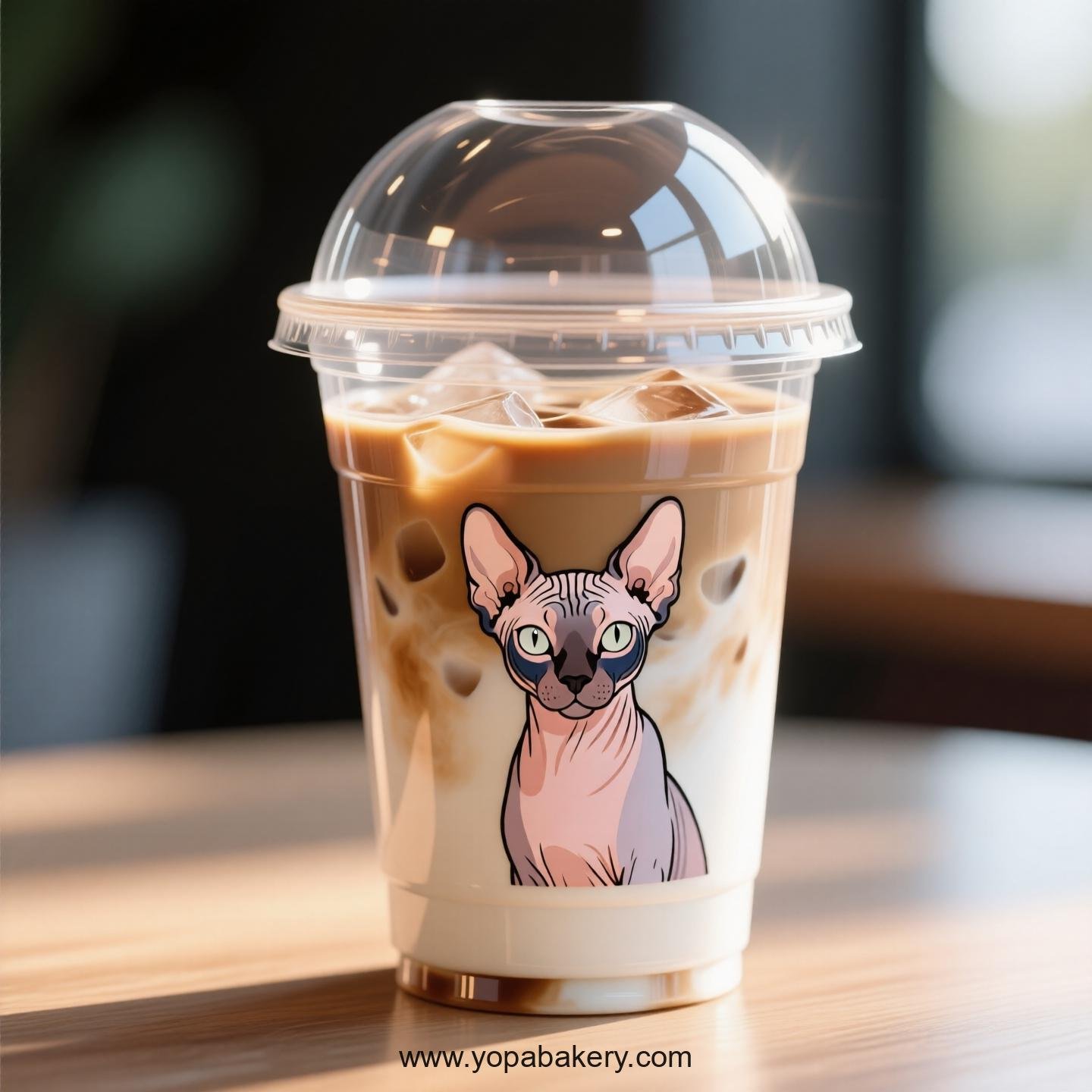 Sphynx cat Themed Clear Plastic Cups - Disposable PP & PET Coffee Cups with Lids