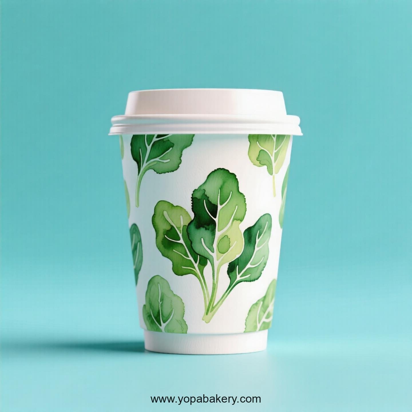 Spinach Design Paper Coffee Cups Factory: 4-24 oz Custom Logo