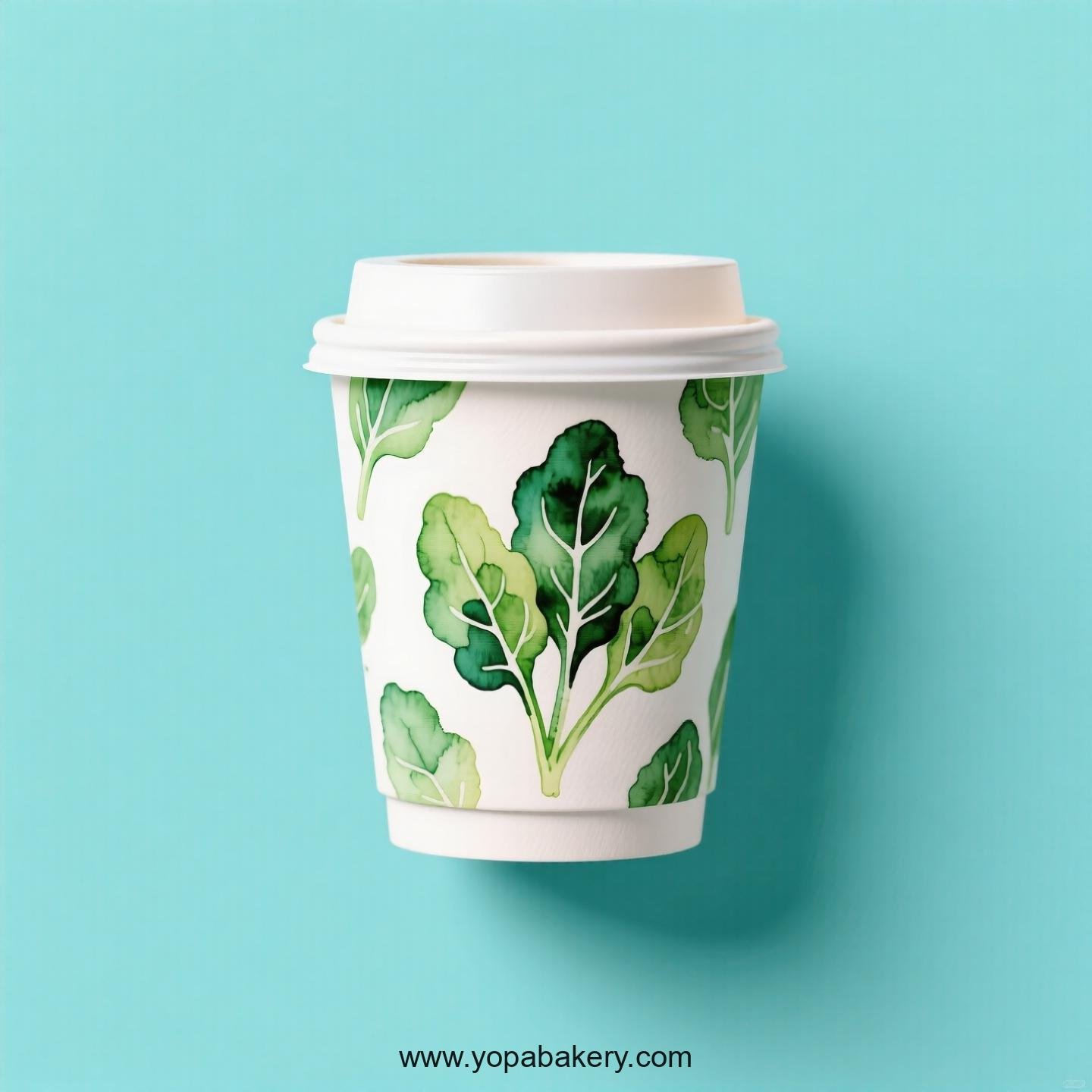 Spinach Design Paper Coffee Cups Factory: 4-24 oz Custom Logo