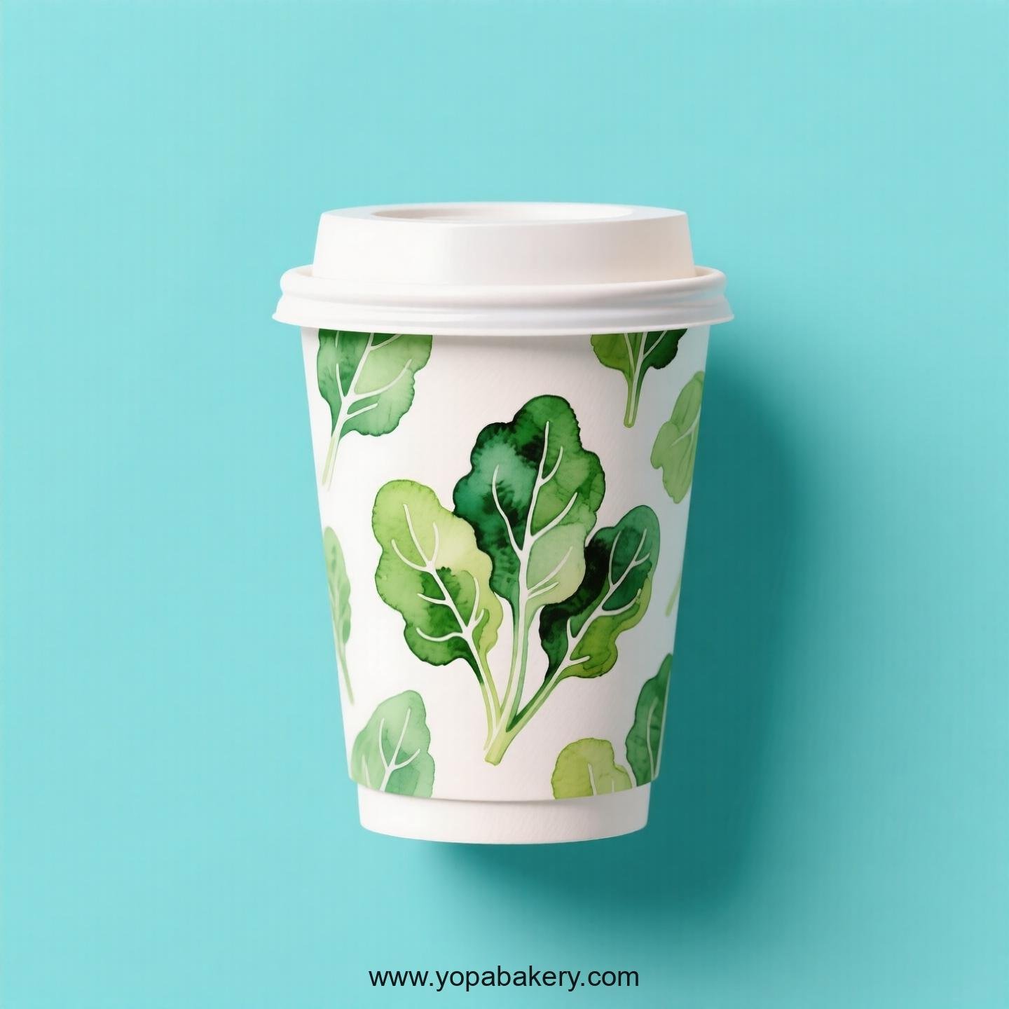 Spinach Design Paper Coffee Cups Factory: 4-24 oz Custom Logo