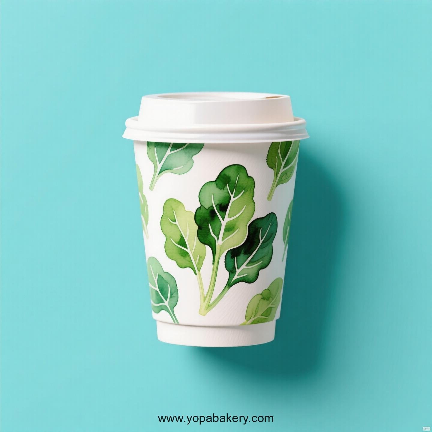 Spinach Design Paper Coffee Cups Factory: 4-24 oz Custom Logo