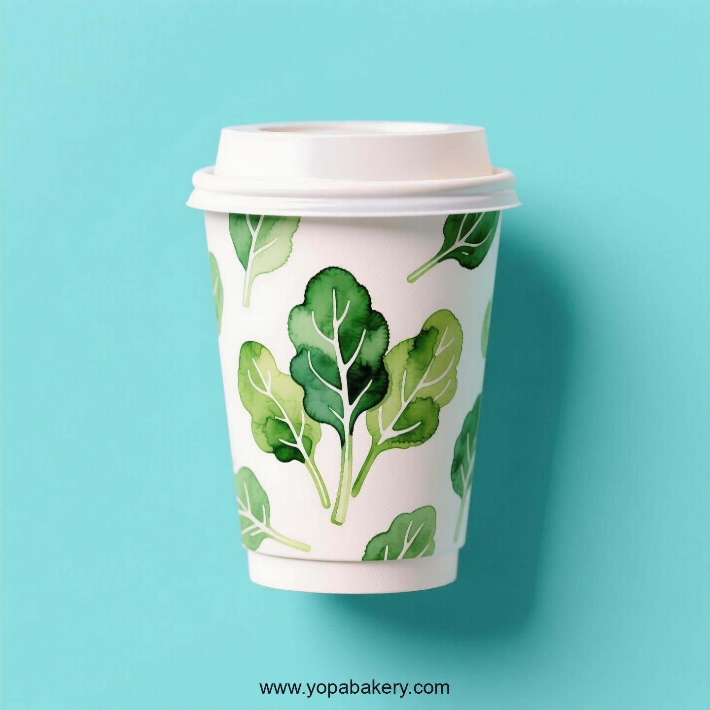 Spinach Design Paper Coffee Cups Factory: 4-24 oz Custom Logo