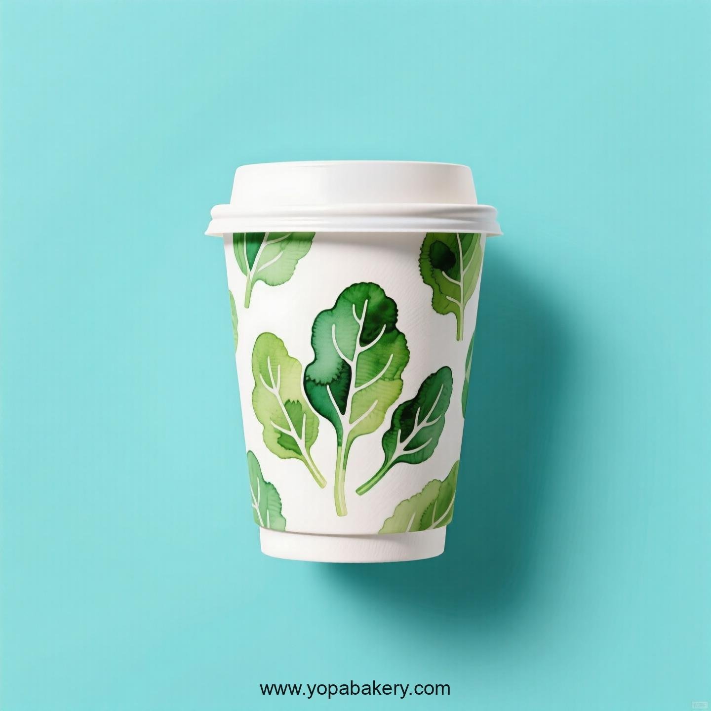 Spinach Design Paper Coffee Cups Factory: 4-24 oz Custom Logo