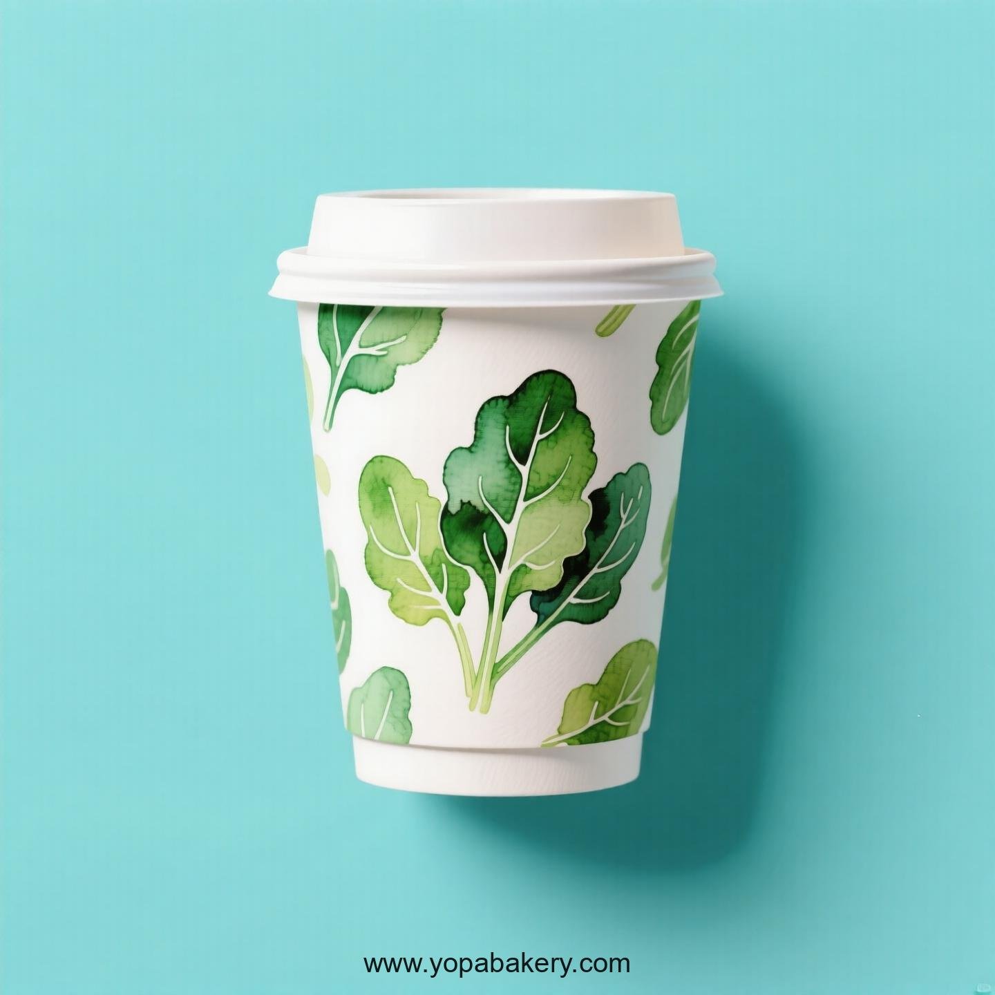 Spinach Design Paper Coffee Cups Factory: 4-24 oz Custom Logo