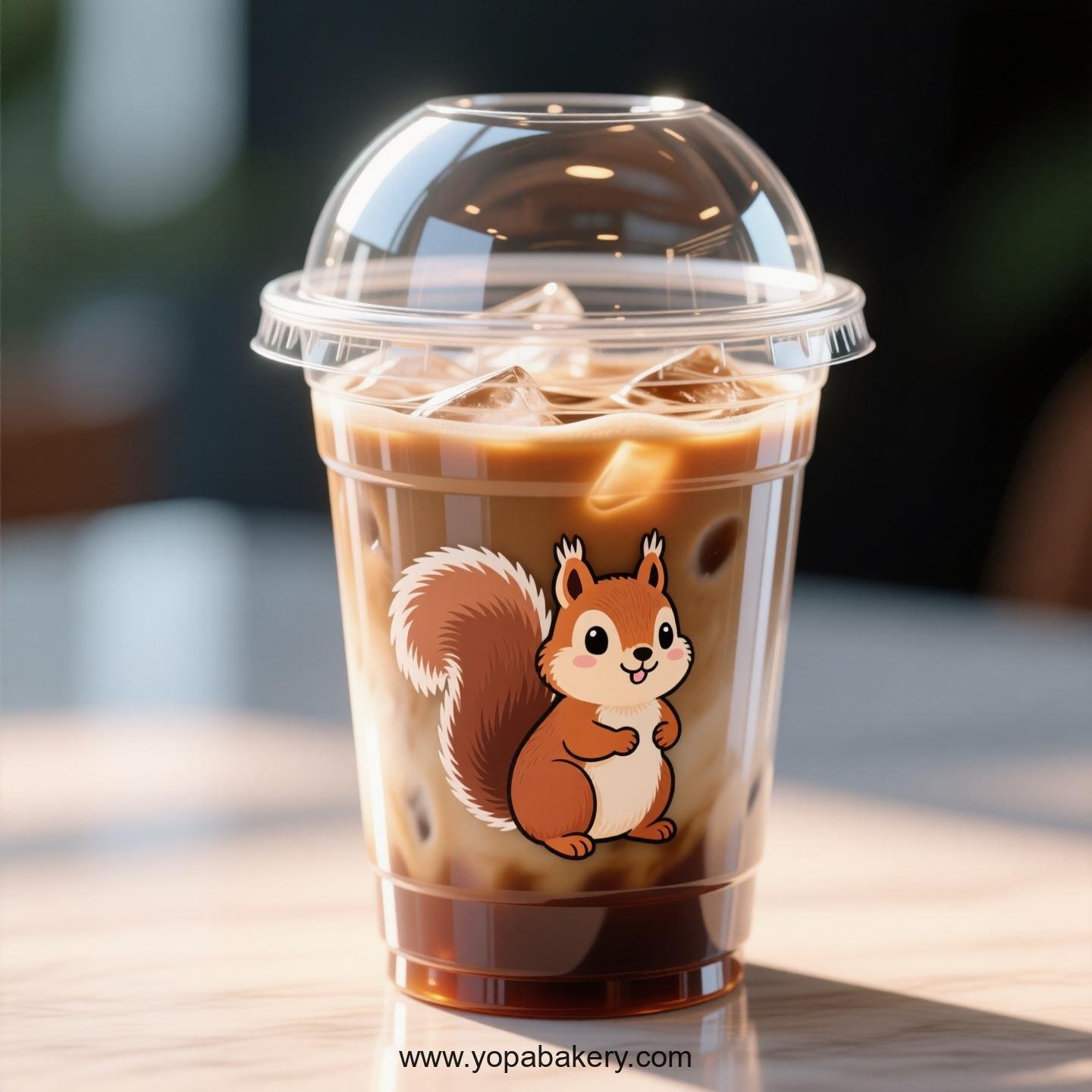 Squirrel Themed Clear Plastic Cups - Disposable PP & PET Coffee Cups with Lids