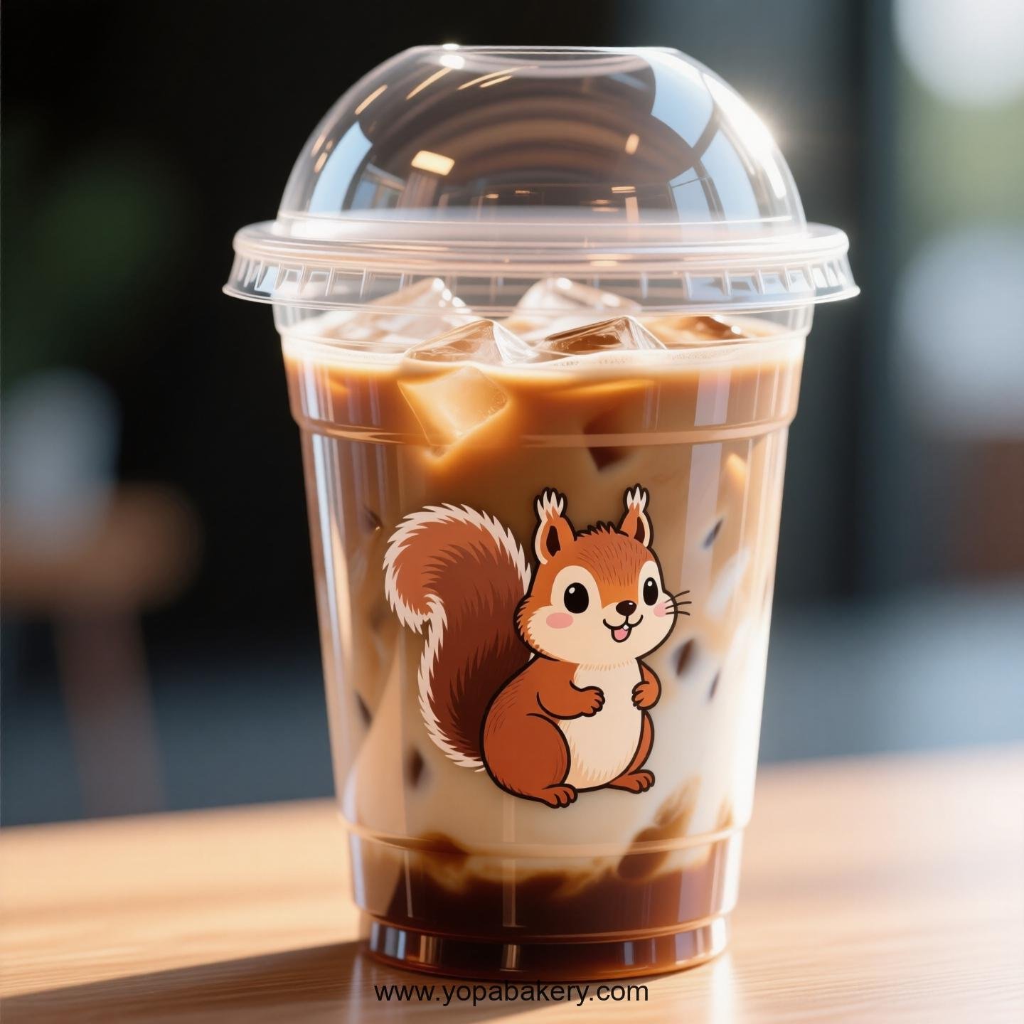 Squirrel Themed Clear Plastic Cups - Disposable PP & PET Coffee Cups with Lids