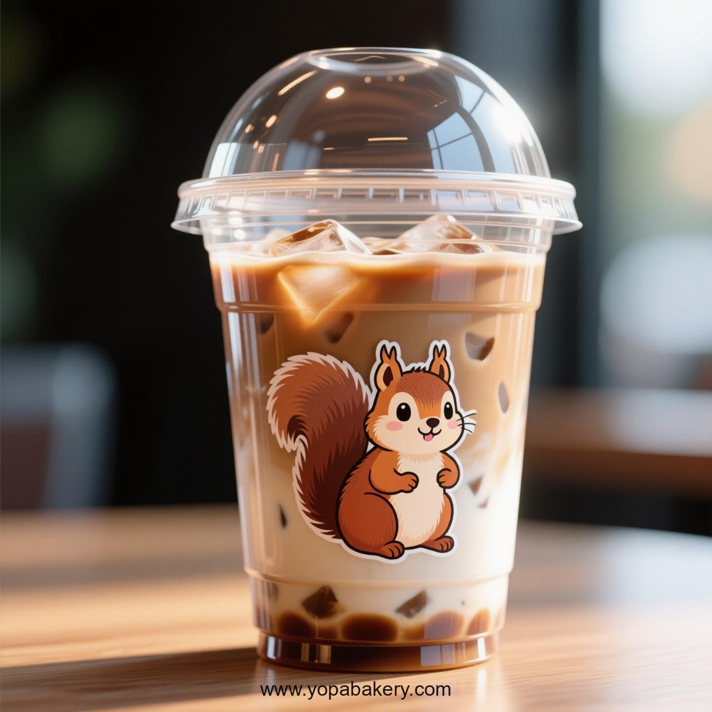 Squirrel Themed Clear Plastic Cups - Disposable PP & PET Coffee Cups with Lids
