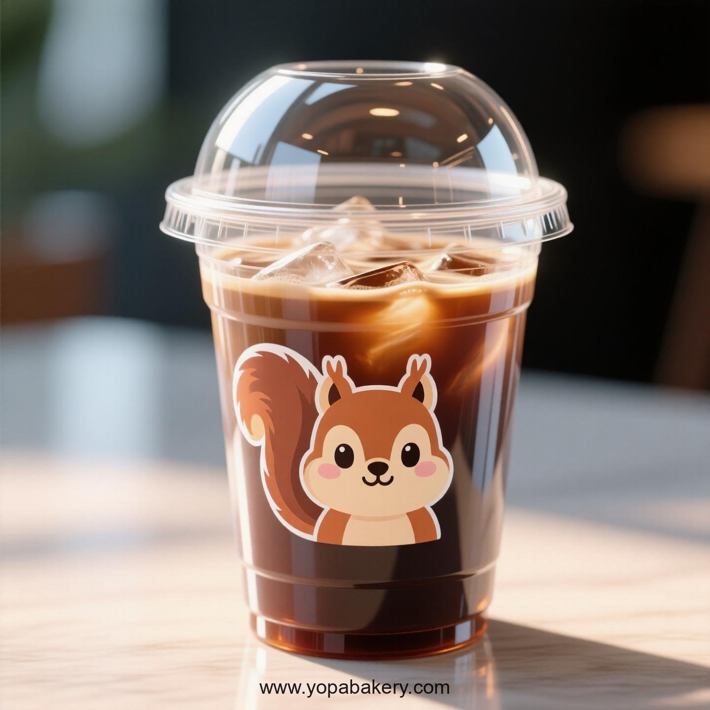 Squirrel Themed Clear Plastic Cups - Disposable PP & PET Coffee Cups with Lids