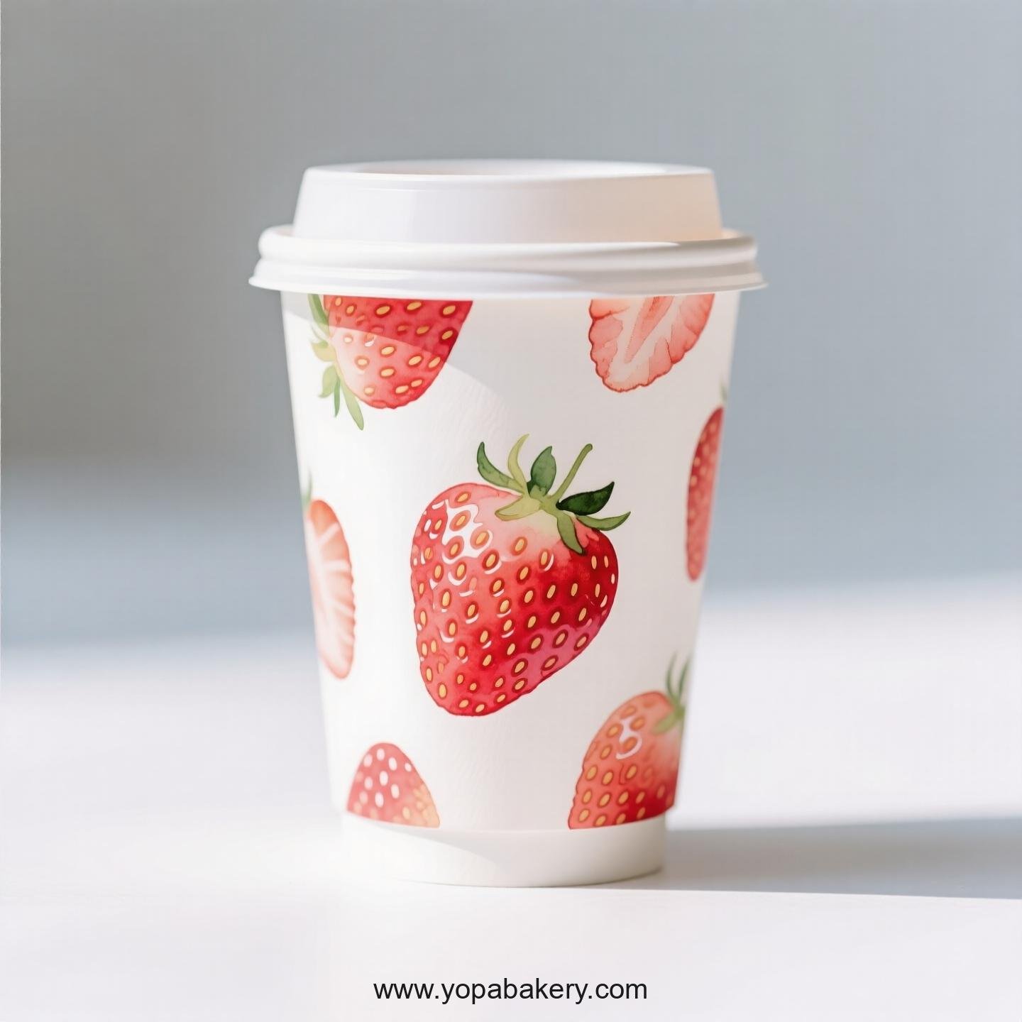 Strawberry Design Paper Coffee Cups Factory: 4-24 oz Custom Logo