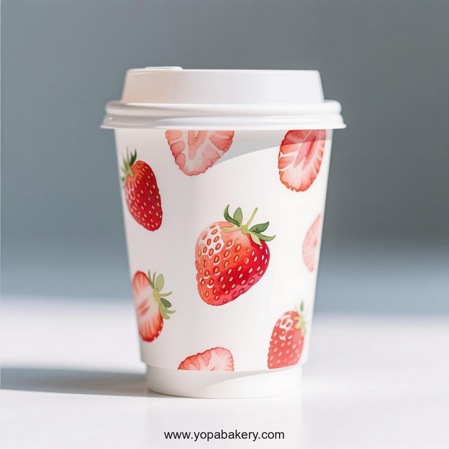 Strawberry Design Paper Coffee Cups Factory: 4-24 oz Custom Logo