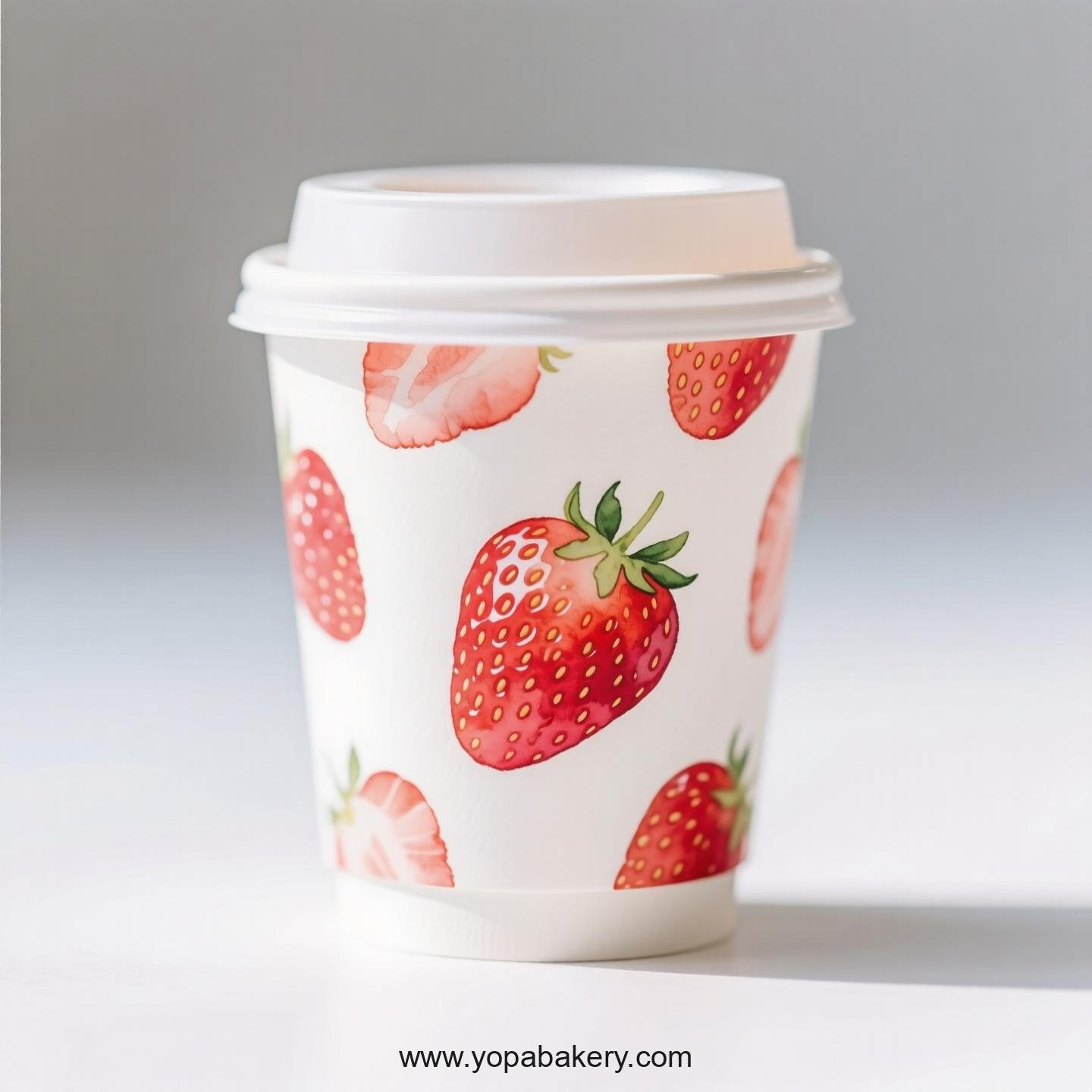 Strawberry Design Paper Coffee Cups Factory: 4-24 oz Custom Logo