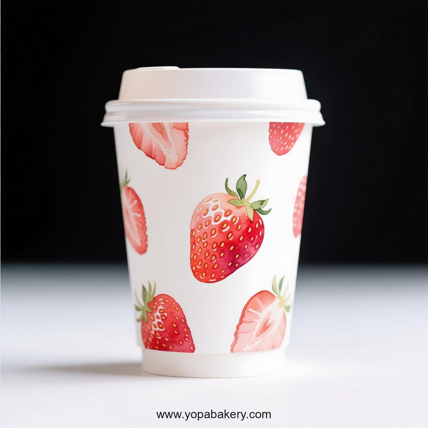 Strawberry Design Paper Coffee Cups Factory: 4-24 oz Custom Logo
