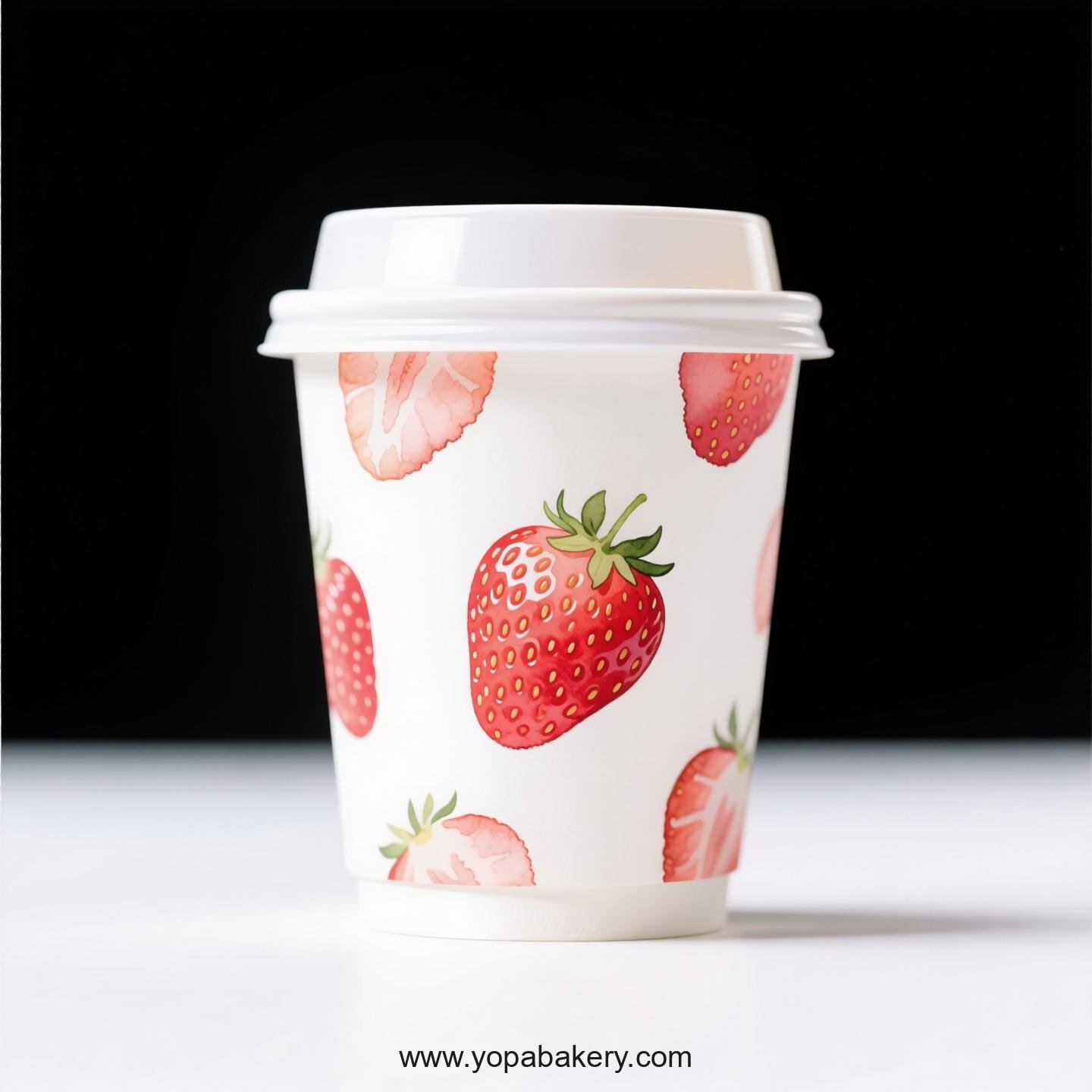 Strawberry Design Paper Coffee Cups Factory: 4-24 oz Custom Logo