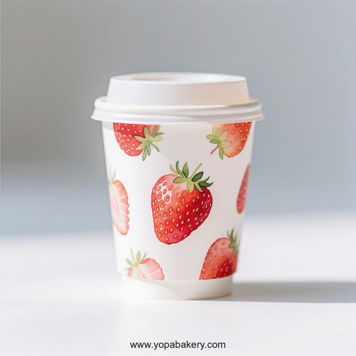 Strawberry Design Paper Coffee Cups Factory: 4-24 oz Custom Logo