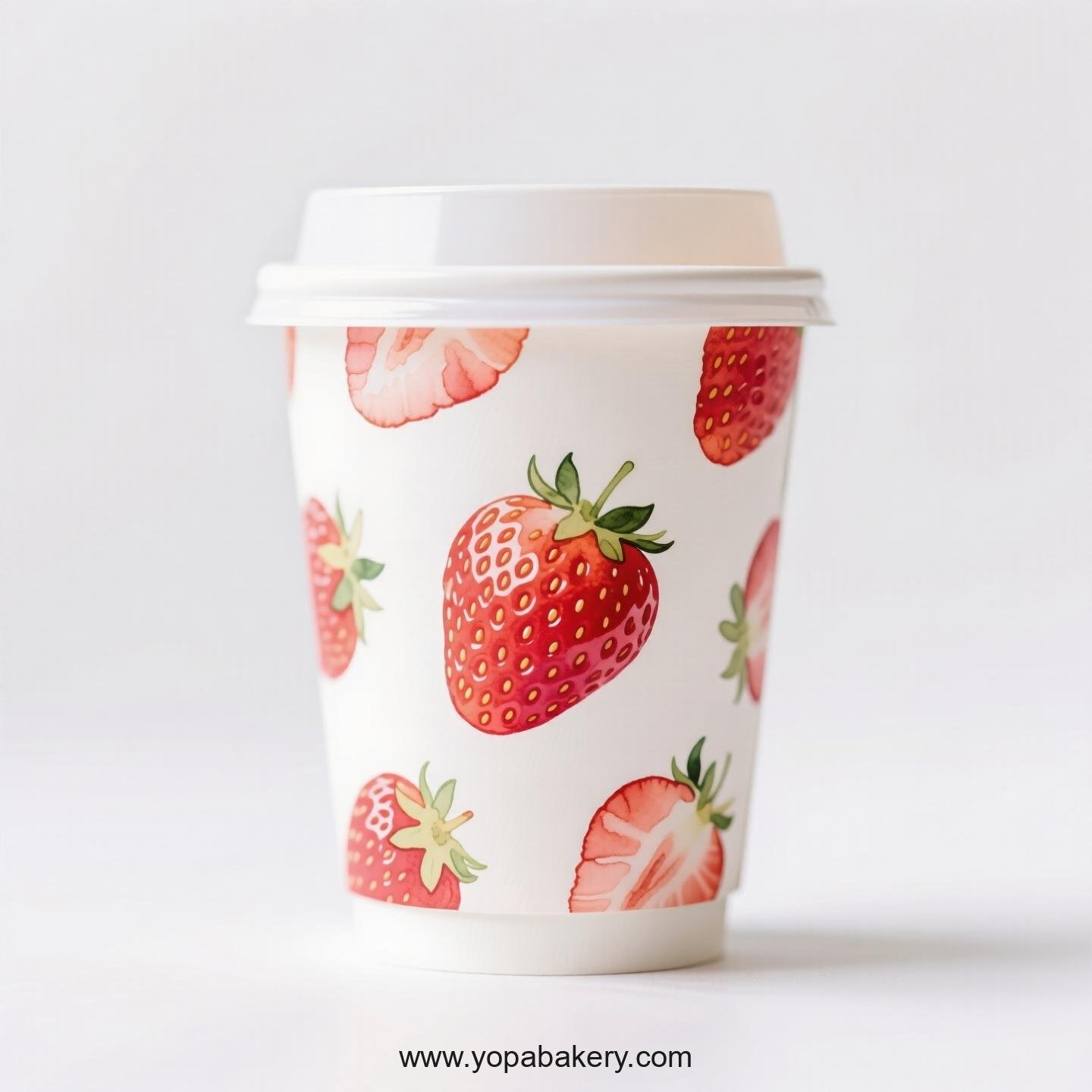Strawberry Design Paper Coffee Cups Factory: 4-24 oz Custom Logo