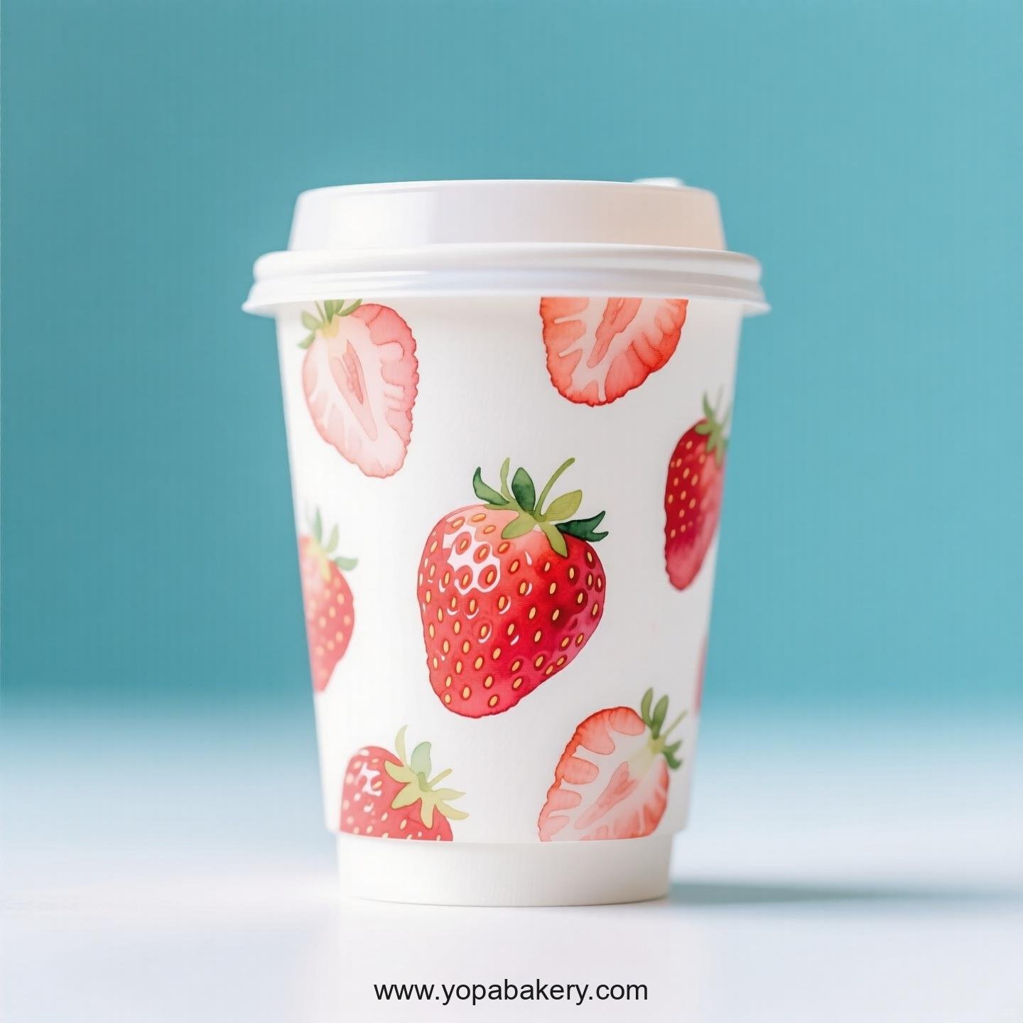 Strawberry Design Paper Coffee Cups Factory: 4-24 oz Custom Logo