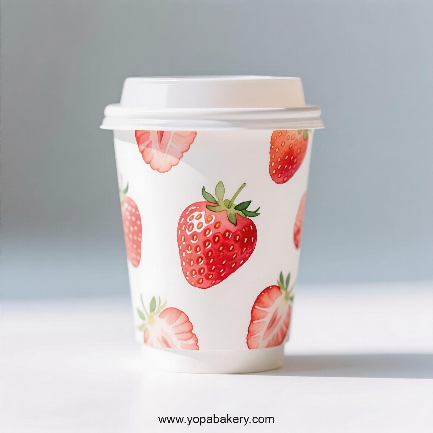 Strawberry Design Paper Coffee Cups Factory: 4-24 oz Custom Logo