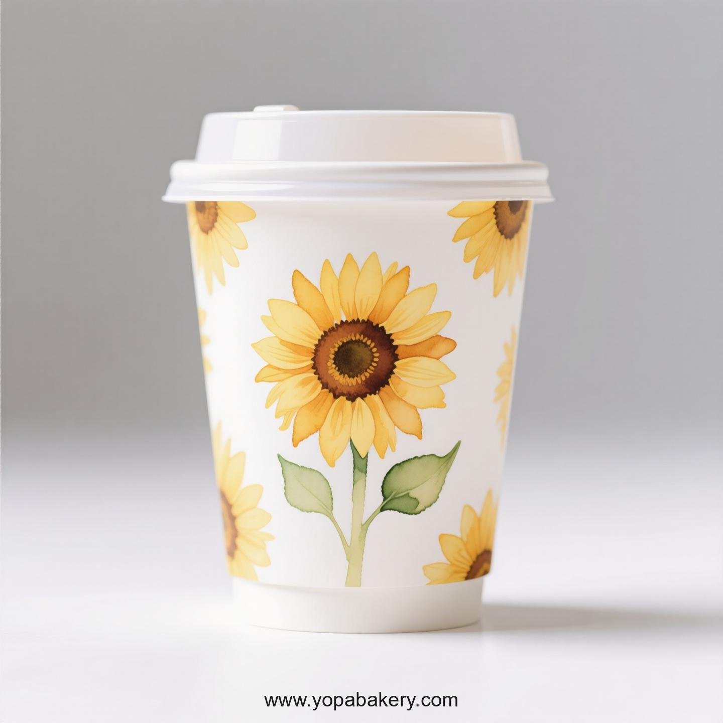 Sunflower Themed Coffee Paper Disposable Cups Factory: 4-24 oz Custom Logo & Door to Door