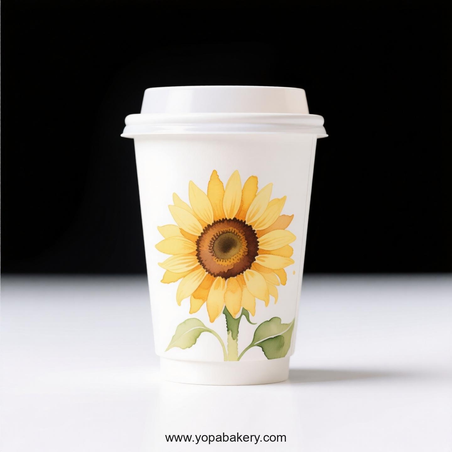 Sunflower Themed Coffee Paper Disposable Cups Factory: 4-24 oz Custom Logo & Door to Door