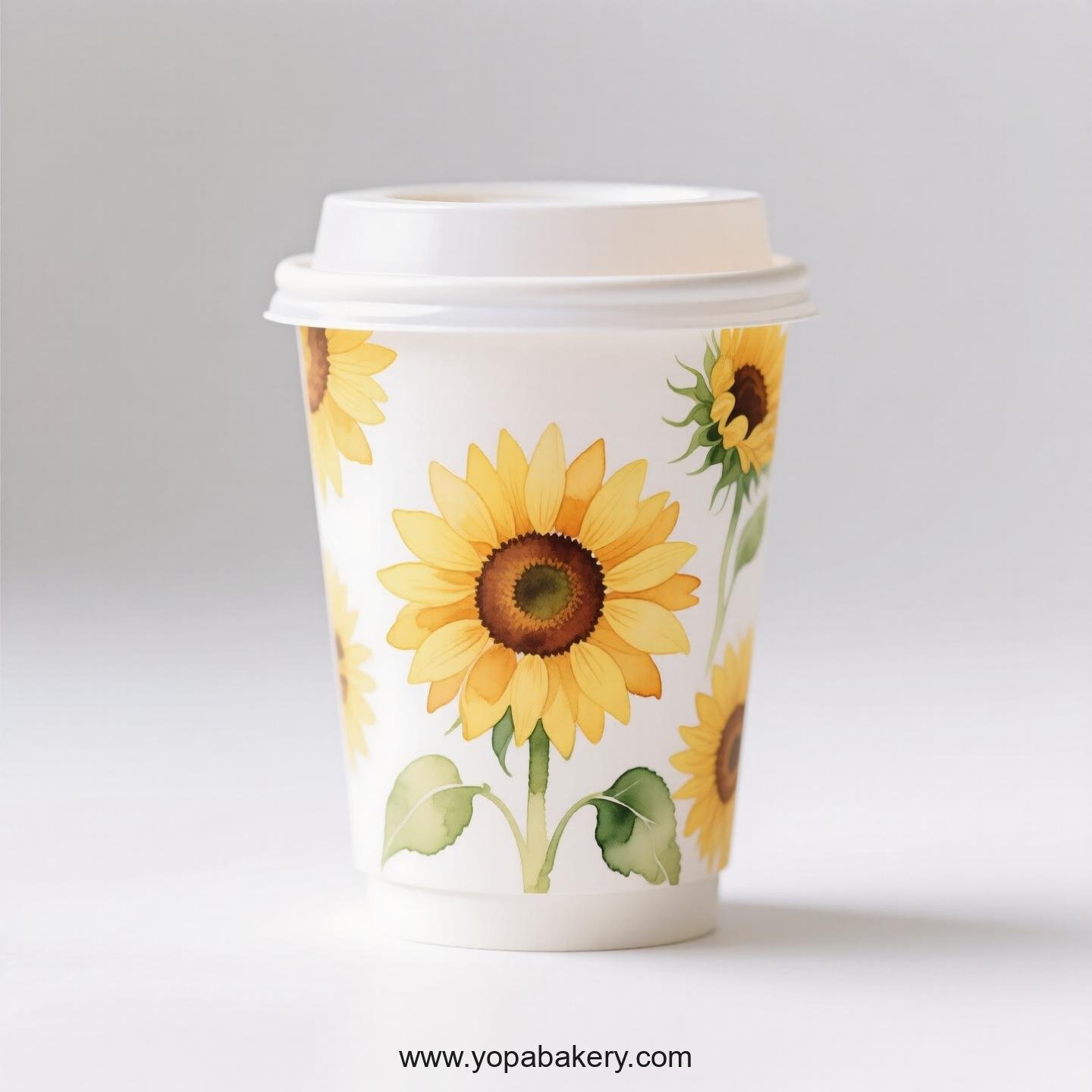Sunflower Themed Coffee Paper Disposable Cups Factory: 4-24 oz Custom Logo & Door to Door
