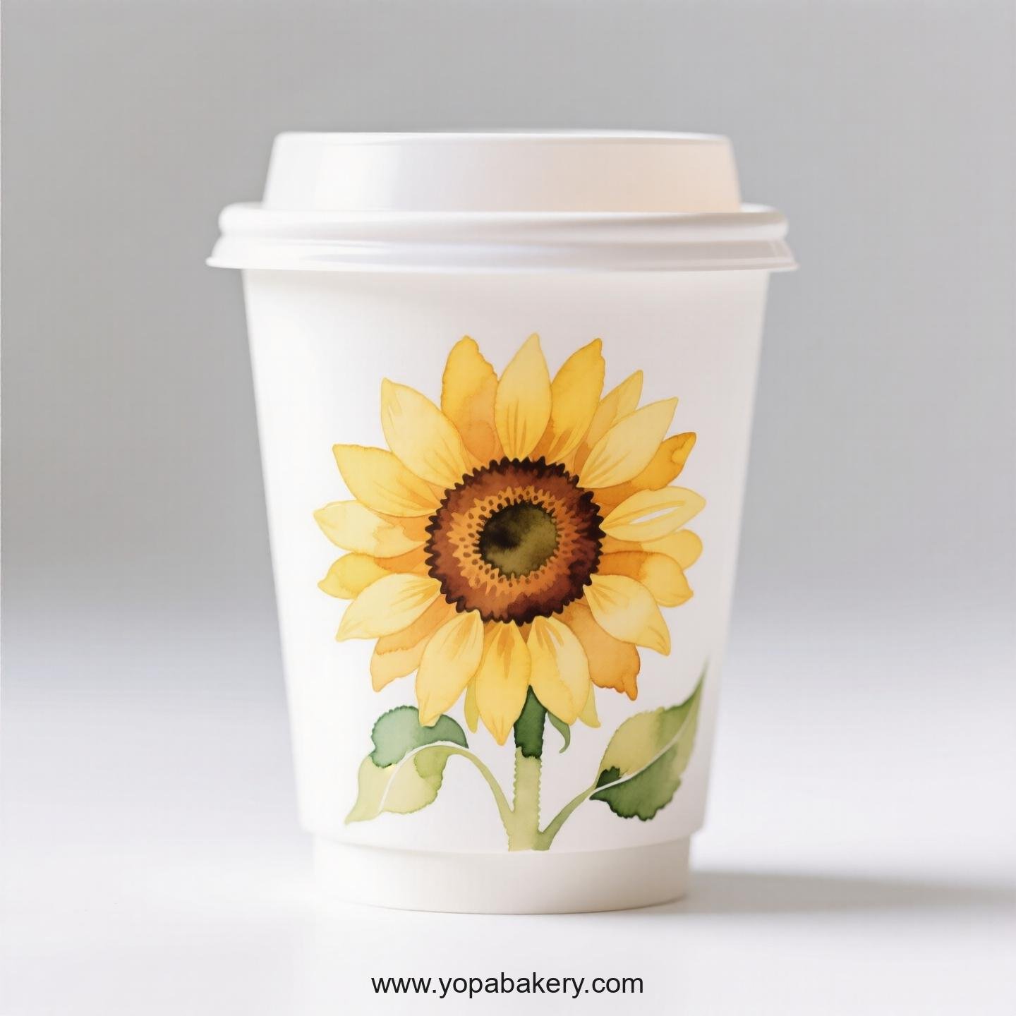 Sunflower Themed Coffee Paper Disposable Cups Factory: 4-24 oz Custom Logo & Door to Door