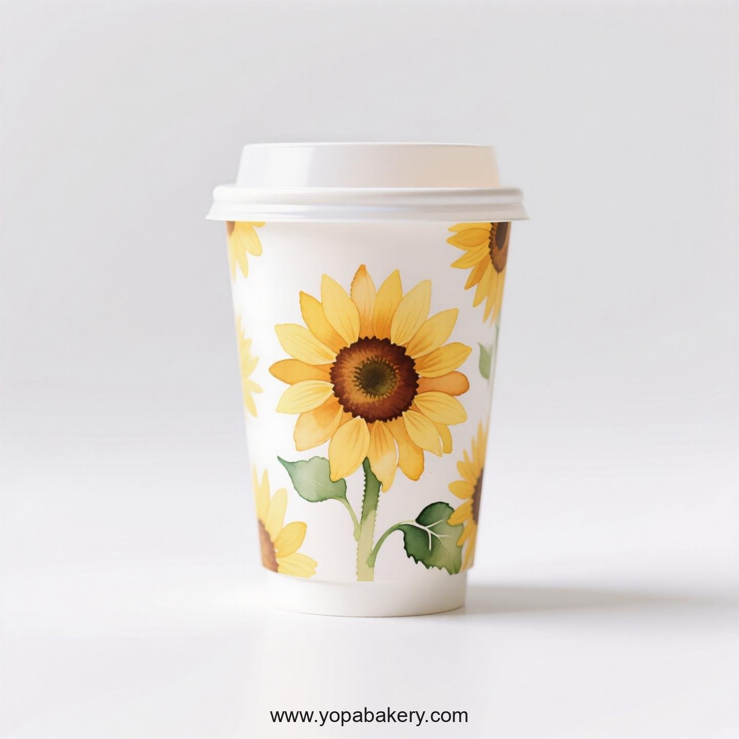 Sunflower Themed Coffee Paper Disposable Cups Factory: 4-24 oz Custom Logo & Door to Door