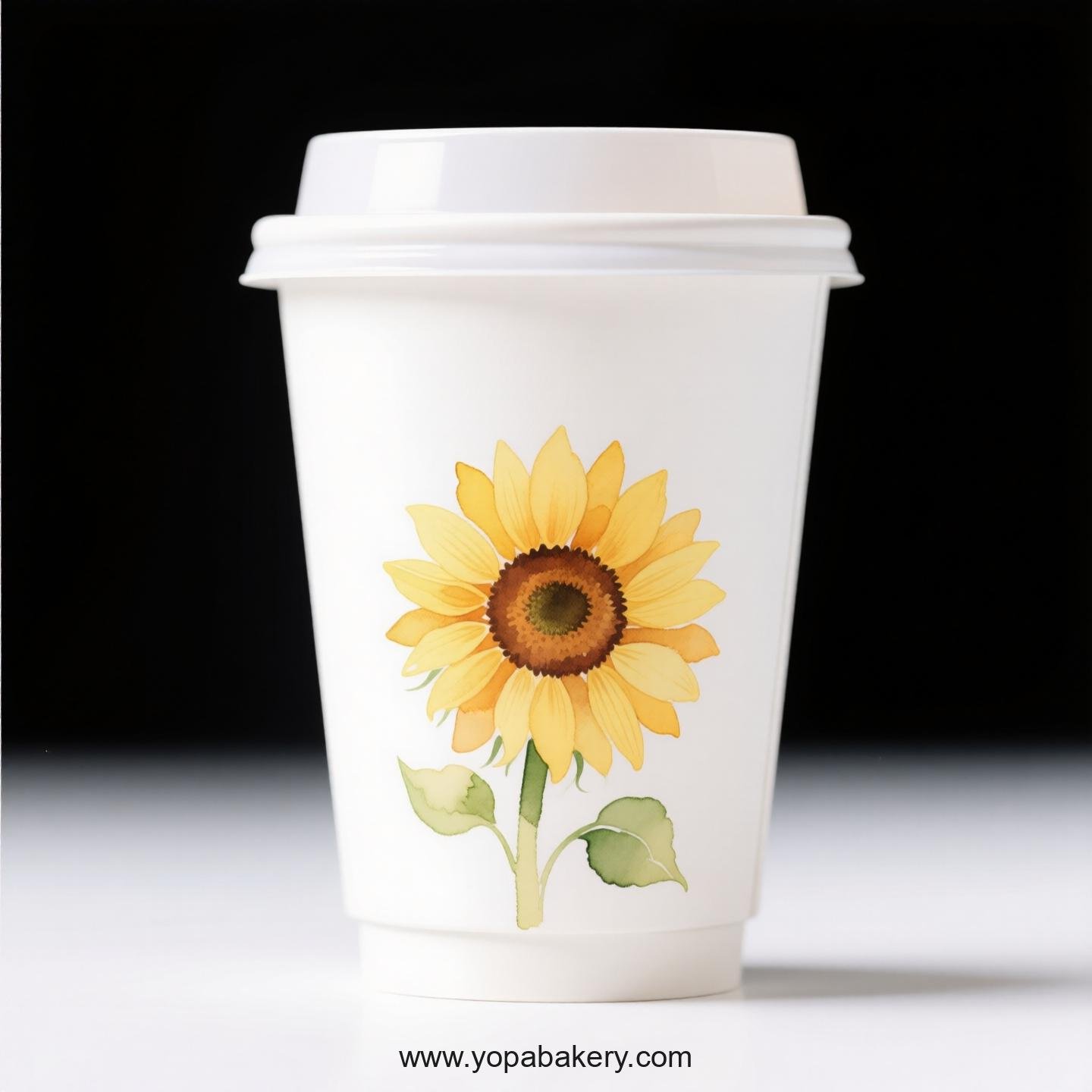 Sunflower Themed Coffee Paper Disposable Cups Factory: 4-24 oz Custom Logo & Door to Door