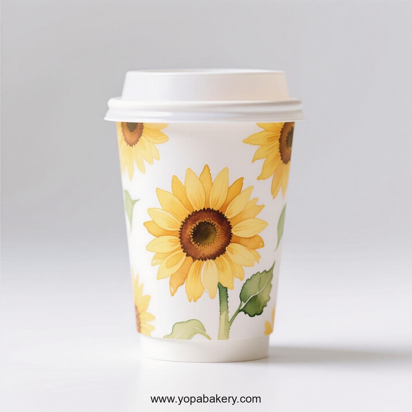 Sunflower Themed Coffee Paper Disposable Cups Factory: 4-24 oz Custom Logo & Door to Door