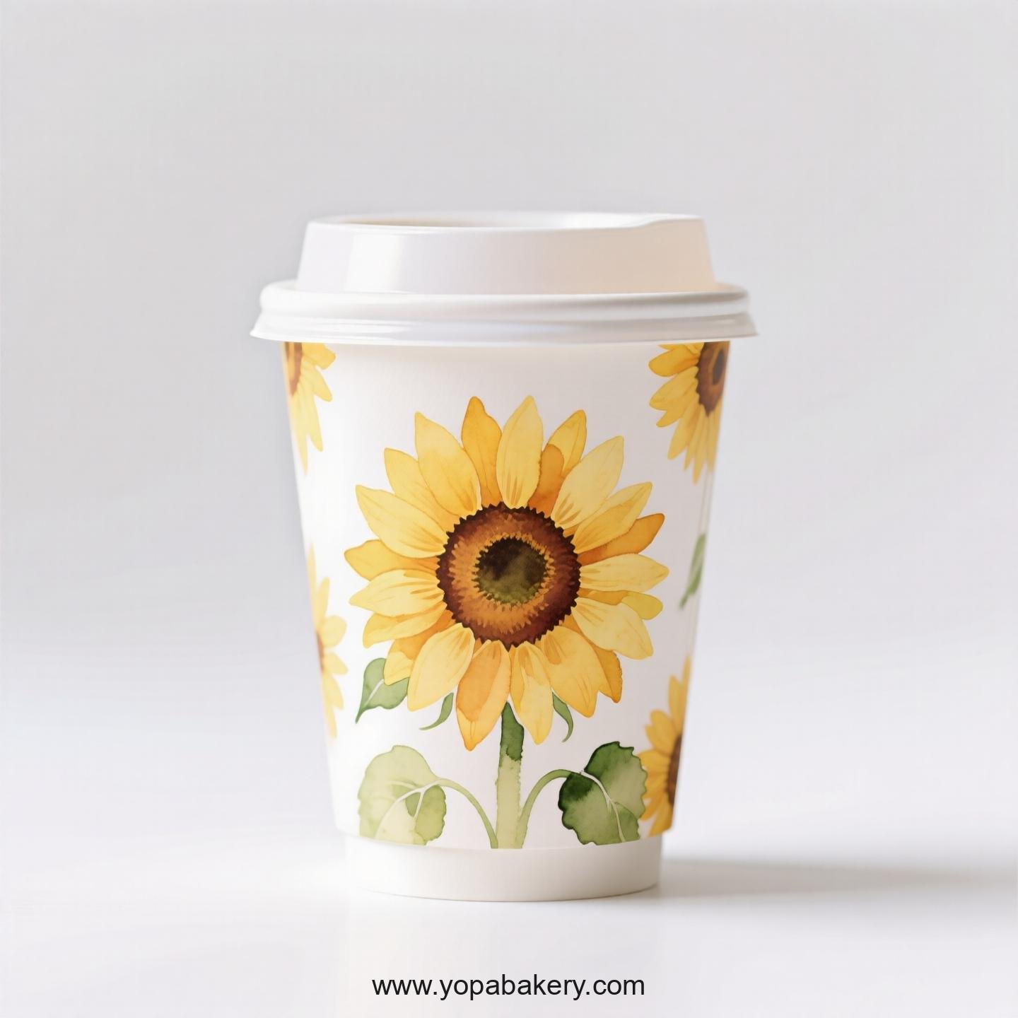 Sunflower Themed Coffee Paper Disposable Cups Factory: 4-24 oz Custom Logo & Door to Door