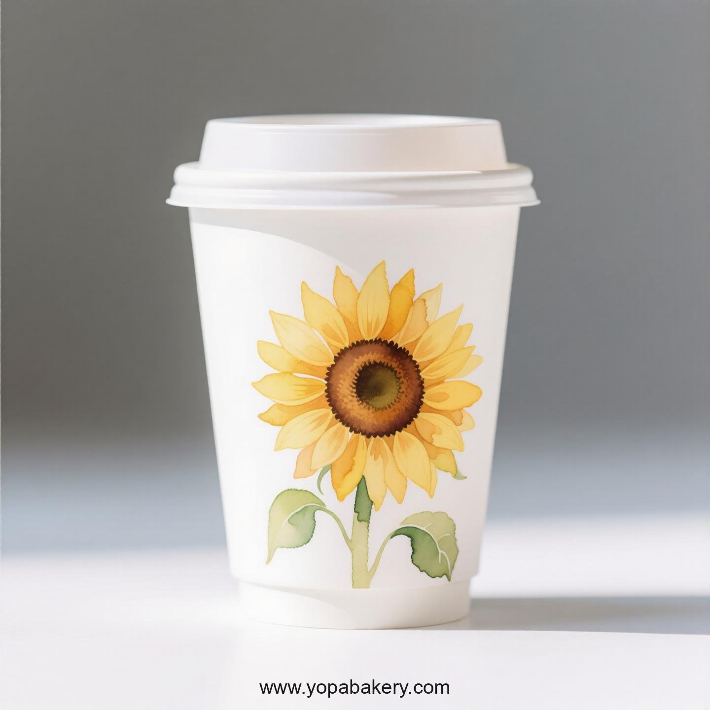 Sunflower Themed Coffee Paper Disposable Cups Factory: 4-24 oz Custom Logo & Door to Door