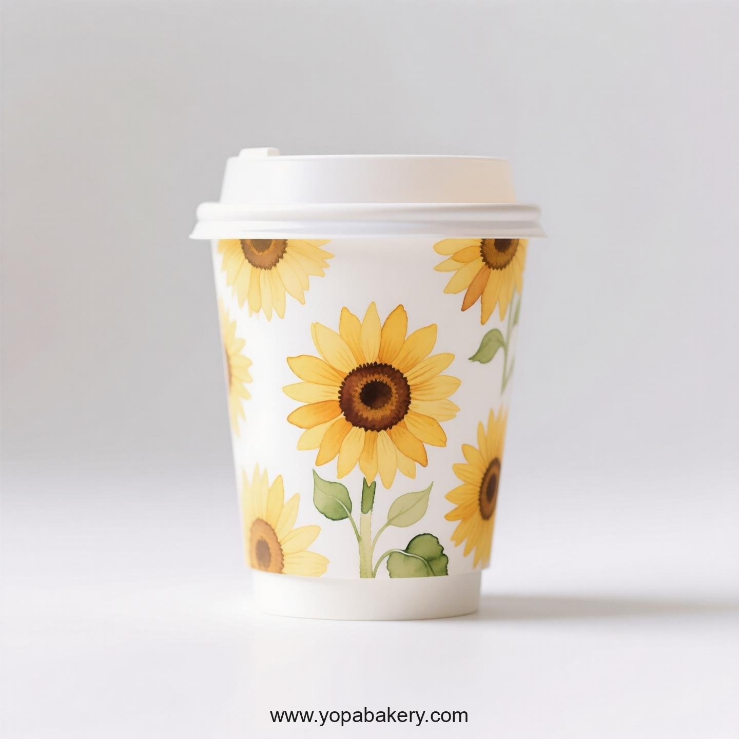 Sunflower Themed Coffee Paper Disposable Cups Factory: 4-24 oz Custom Logo & Door to Door