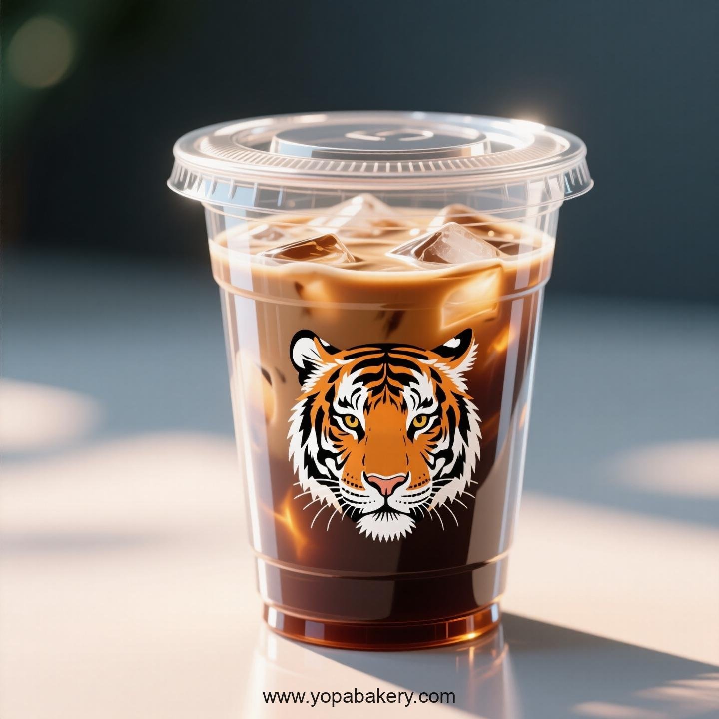 Tiger Themed Clear Plastic Cups - Disposable PP & PET Coffee Cups with Lids