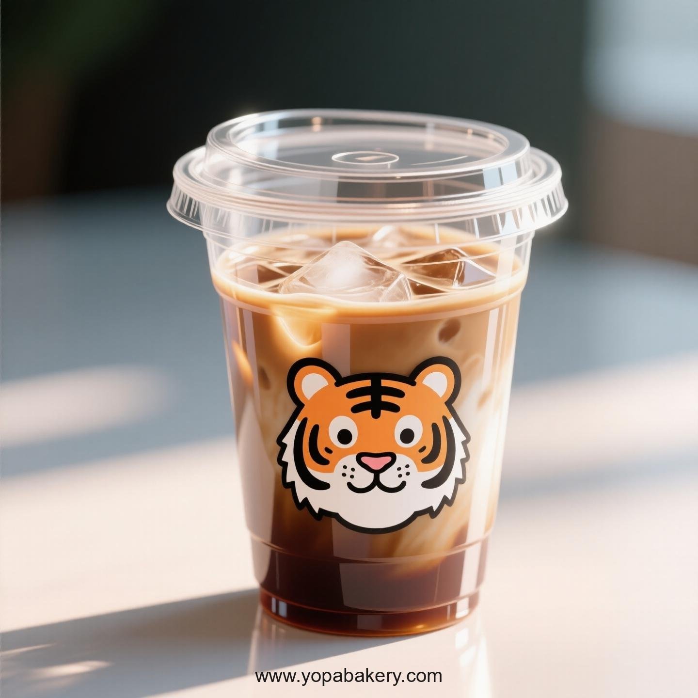 Tiger Themed Clear Plastic Cups - Disposable PP & PET Coffee Cups with Lids