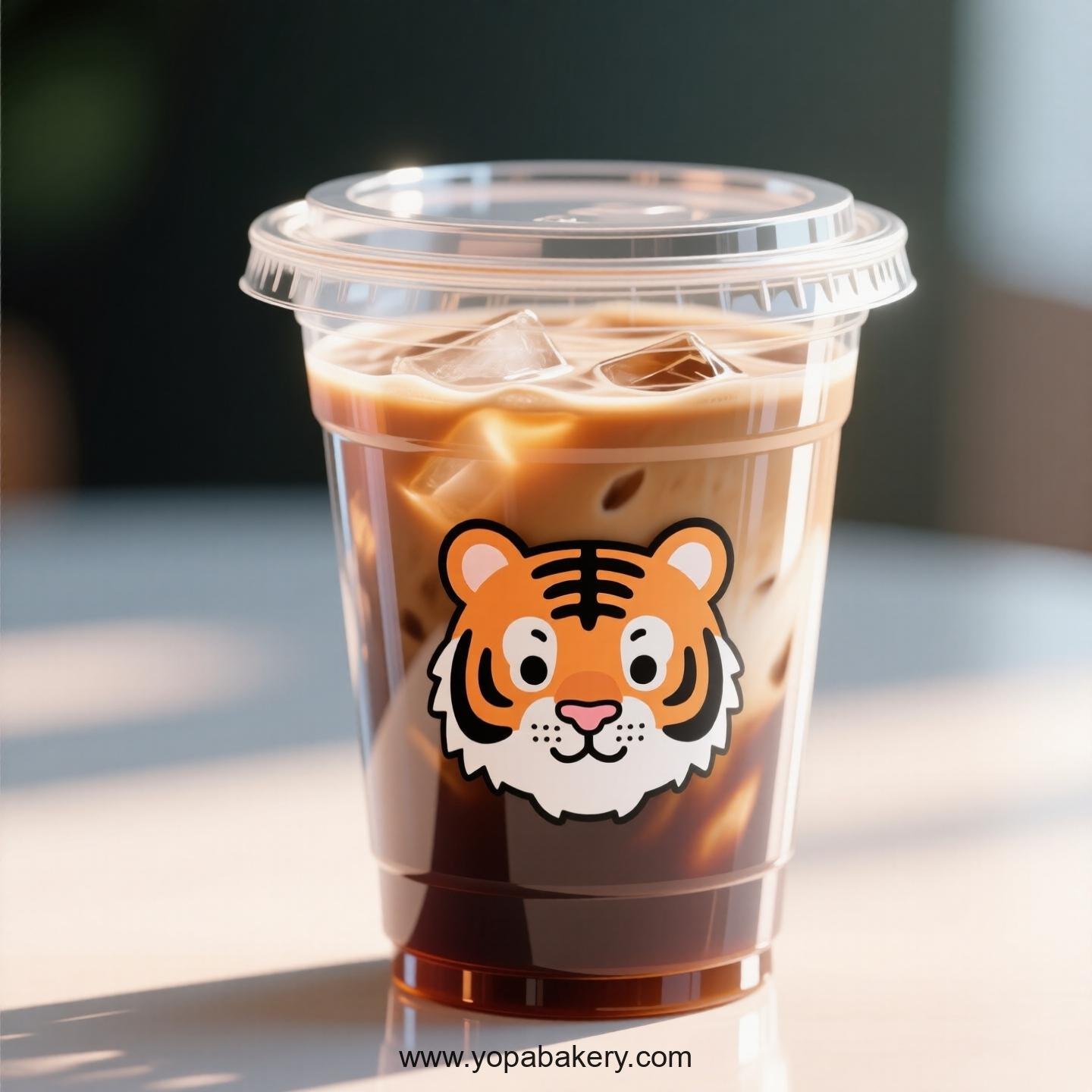 Tiger Themed Clear Plastic Cups - Disposable PP & PET Coffee Cups with Lids