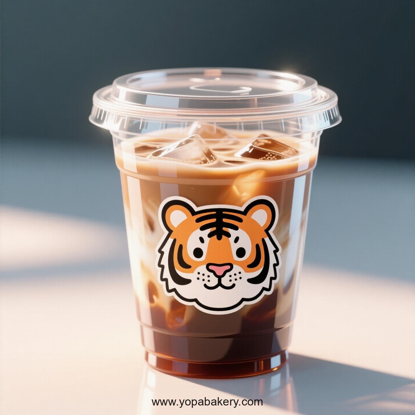 Tiger Themed Clear Plastic Cups - Disposable PP & PET Coffee Cups with Lids