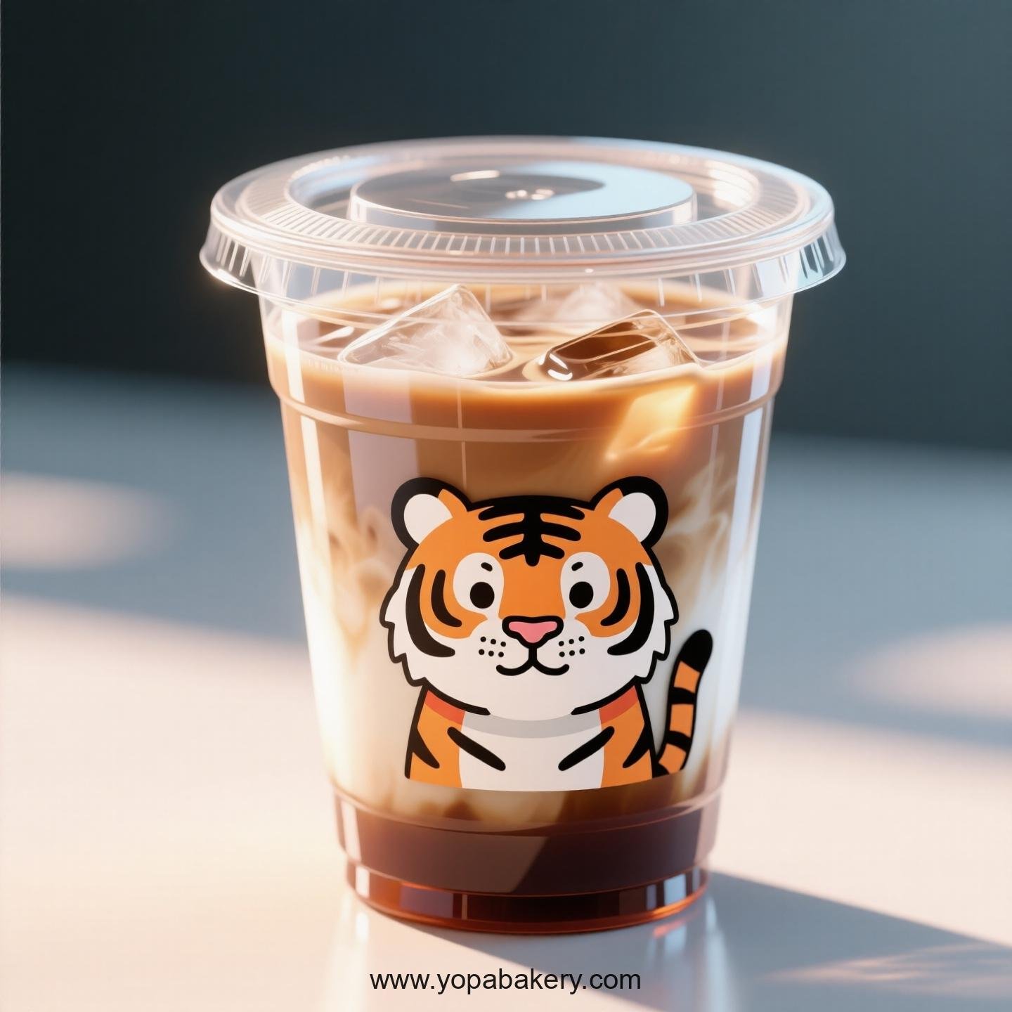 Tiger Themed Clear Plastic Cups - Disposable PP & PET Coffee Cups with Lids