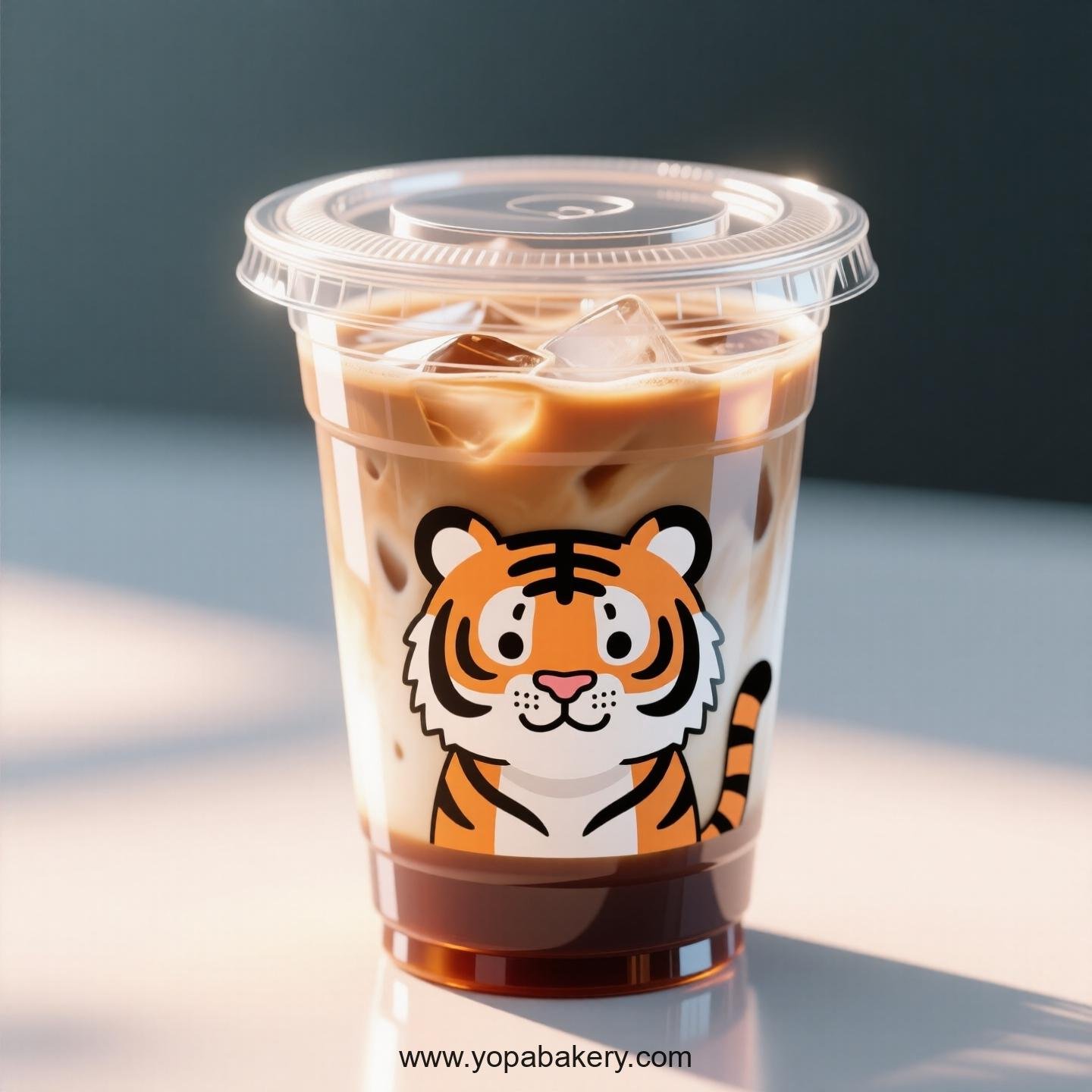 Tiger Themed Clear Plastic Cups - Disposable PP & PET Coffee Cups with Lids