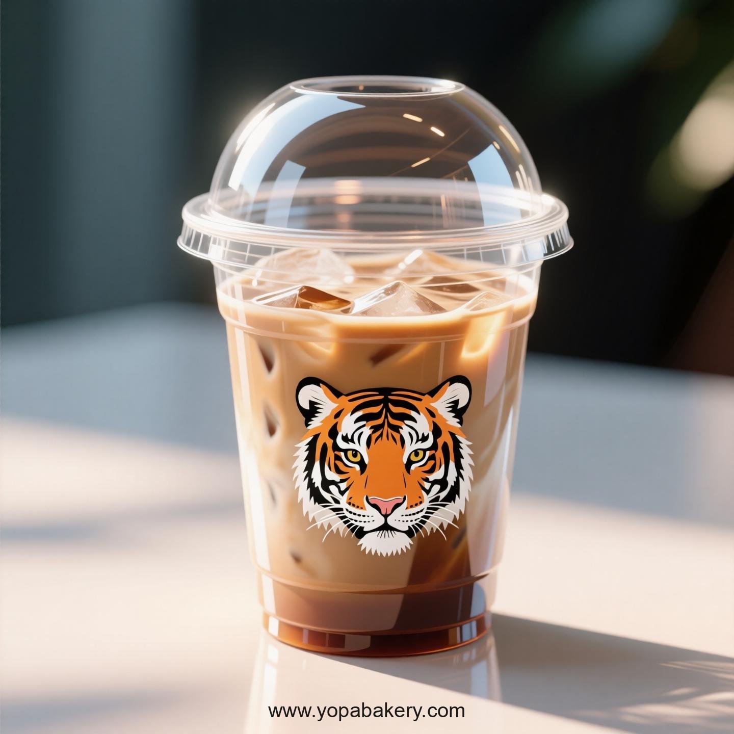 Tiger Themed Clear Plastic Cups - Disposable PP & PET Coffee Cups with Lids