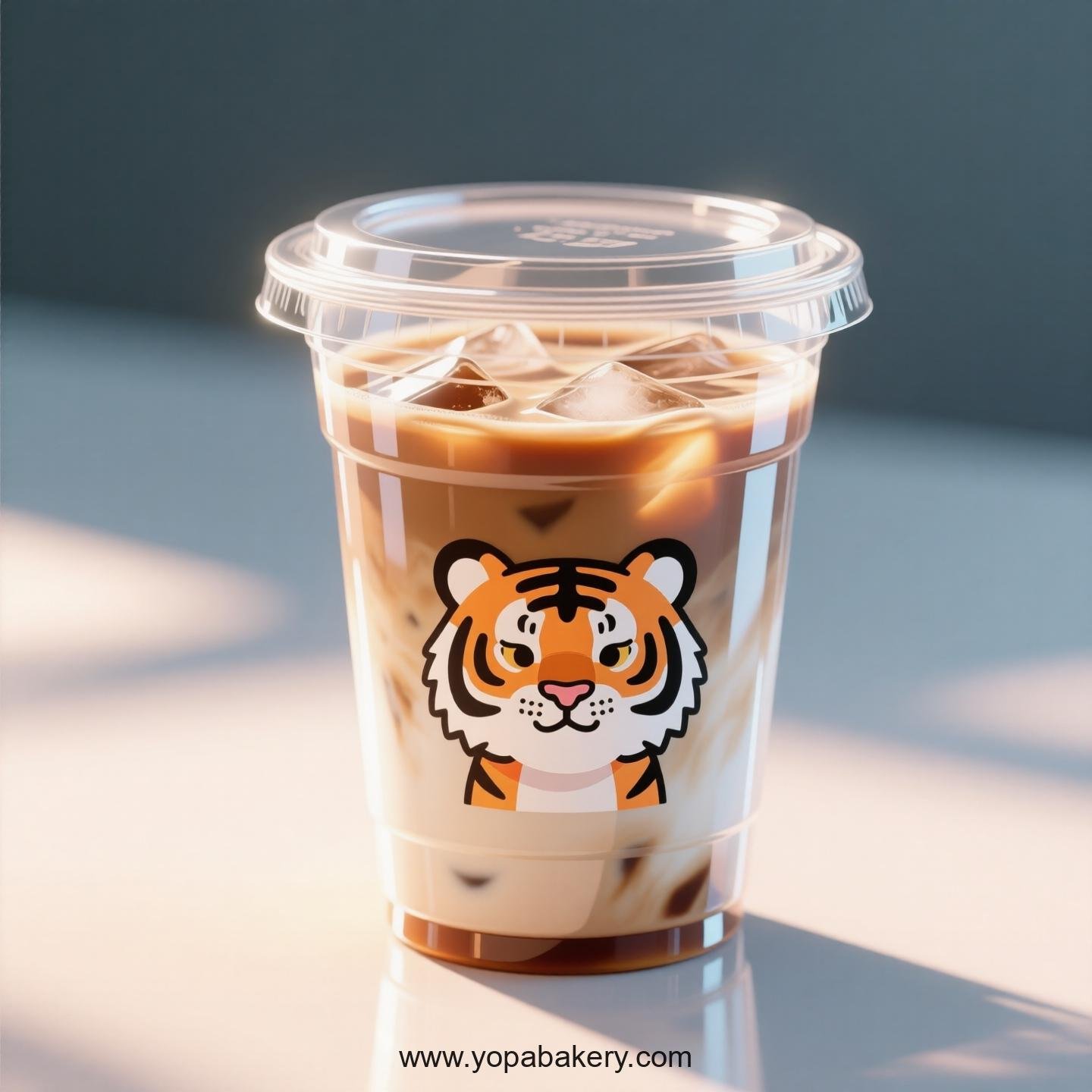 Tiger Themed Clear Plastic Cups - Disposable PP & PET Coffee Cups with Lids