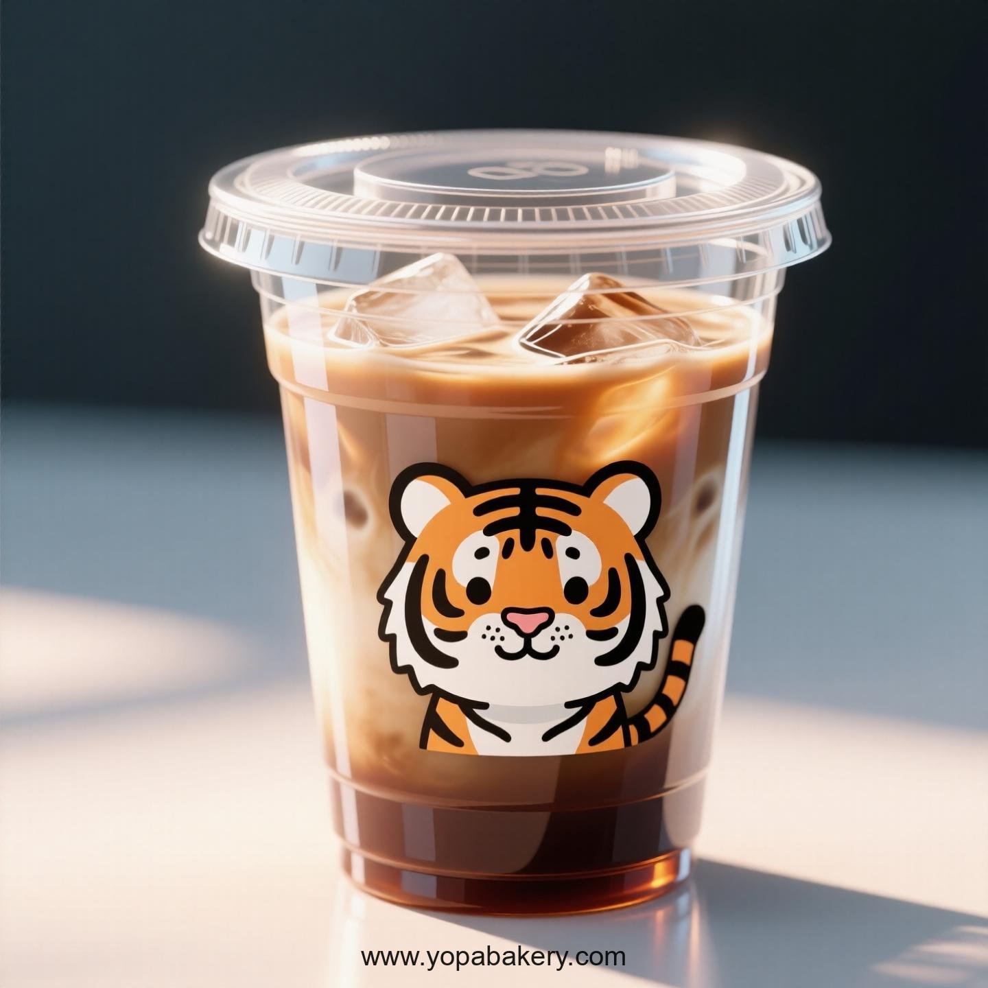 Tiger Themed Clear Plastic Cups - Disposable PP & PET Coffee Cups with Lids