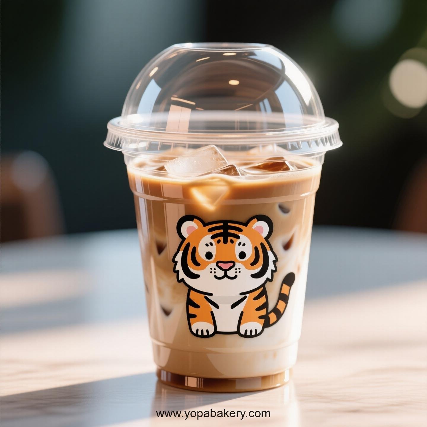 Tiger Themed Clear Plastic Cups - Disposable PP & PET Coffee Cups with Lids