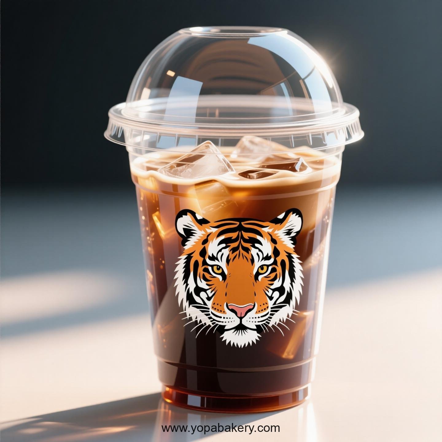 Tiger Themed Clear Plastic Cups - Disposable PP & PET Coffee Cups with Lids
