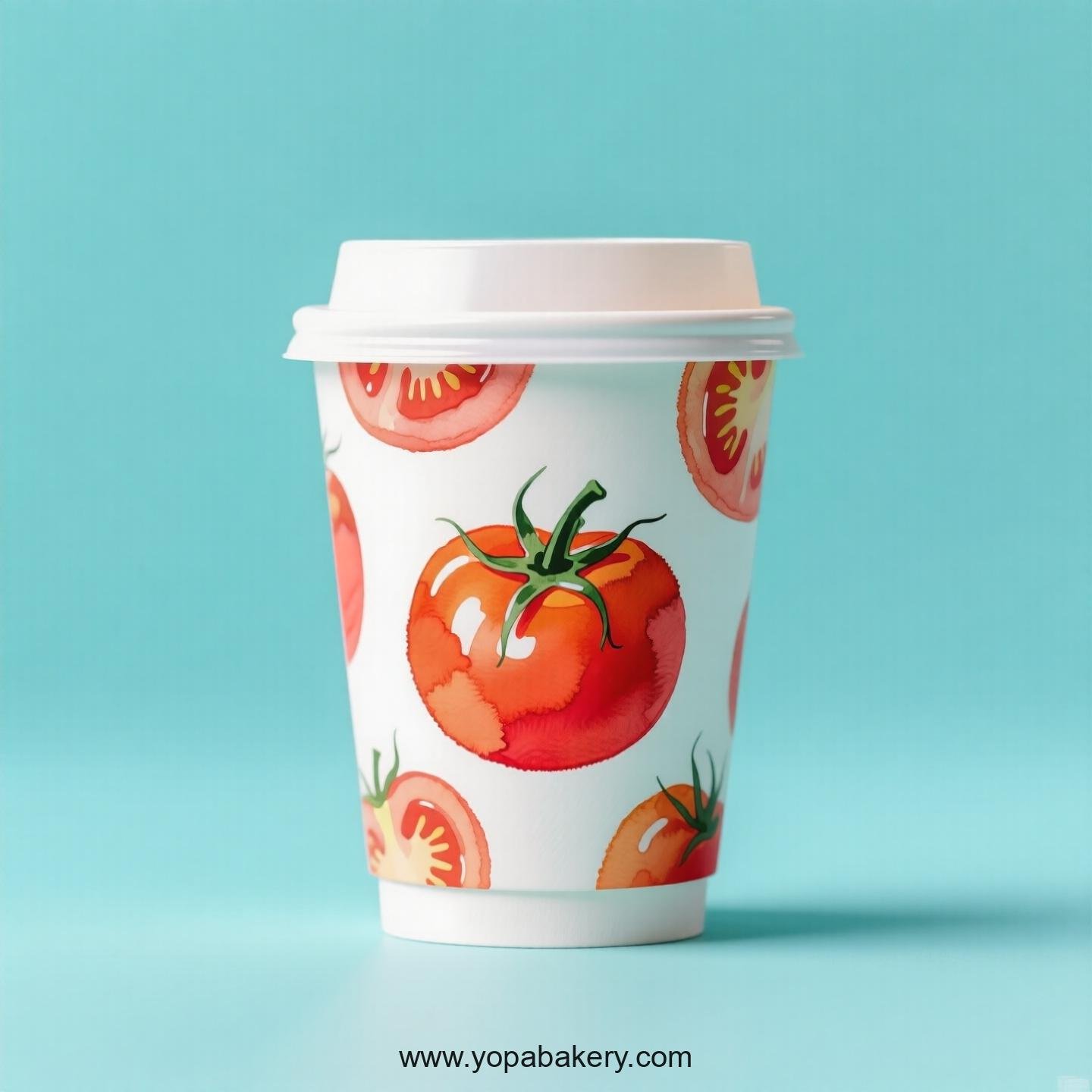 Tomato Design Paper Coffee Cups Factory: 4-24 oz Custom Logo
