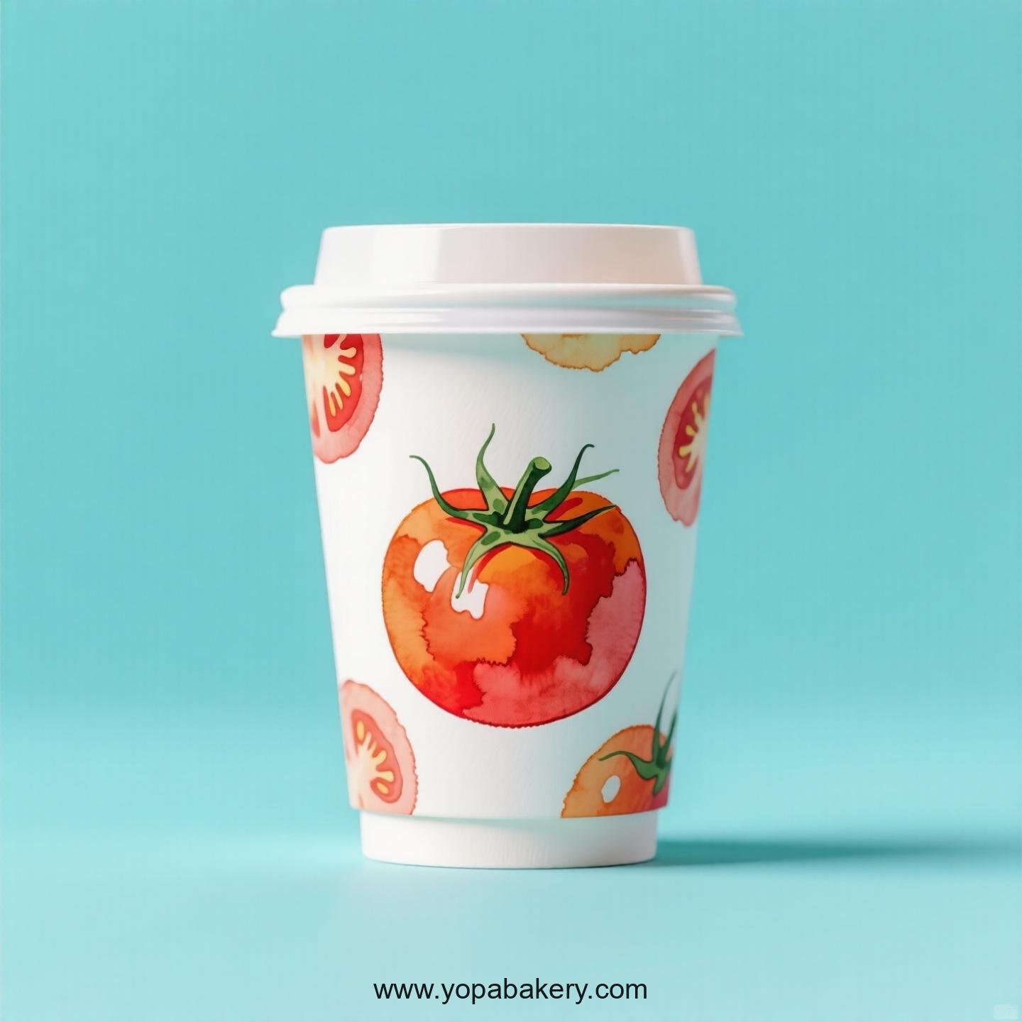 Tomato Design Paper Coffee Cups Factory: 4-24 oz Custom Logo