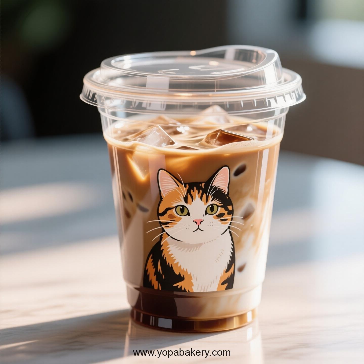 Tortoiseshell cat Themed Clear Plastic Cups - Disposable PP & PET Coffee Cups with Lids